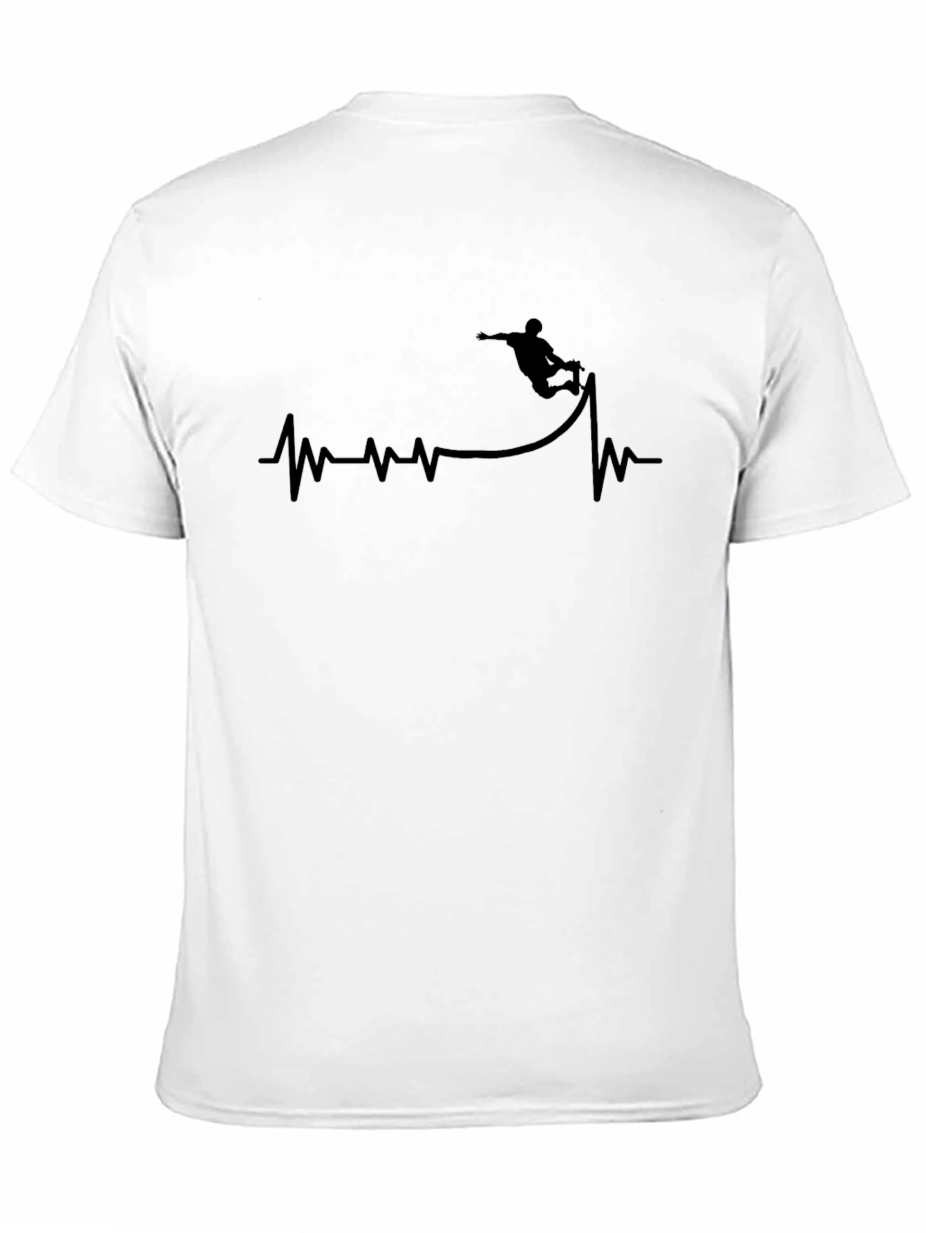 Skateboarding Heartbeat Graphic Tee - Black