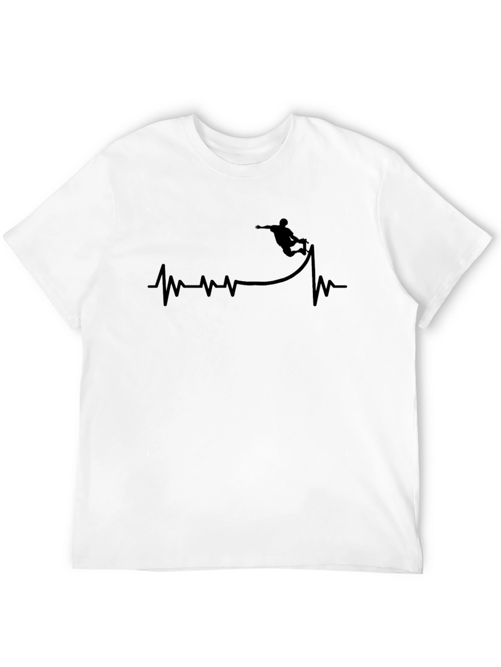Skateboarding Heartbeat Graphic Tee - Black