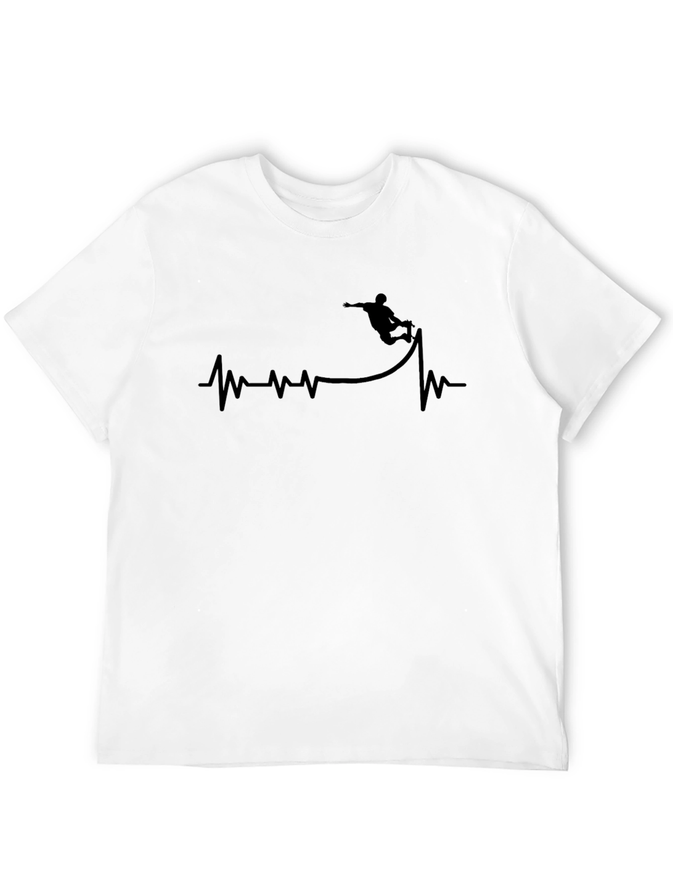 Skateboarding Heartbeat Graphic Tee - Black