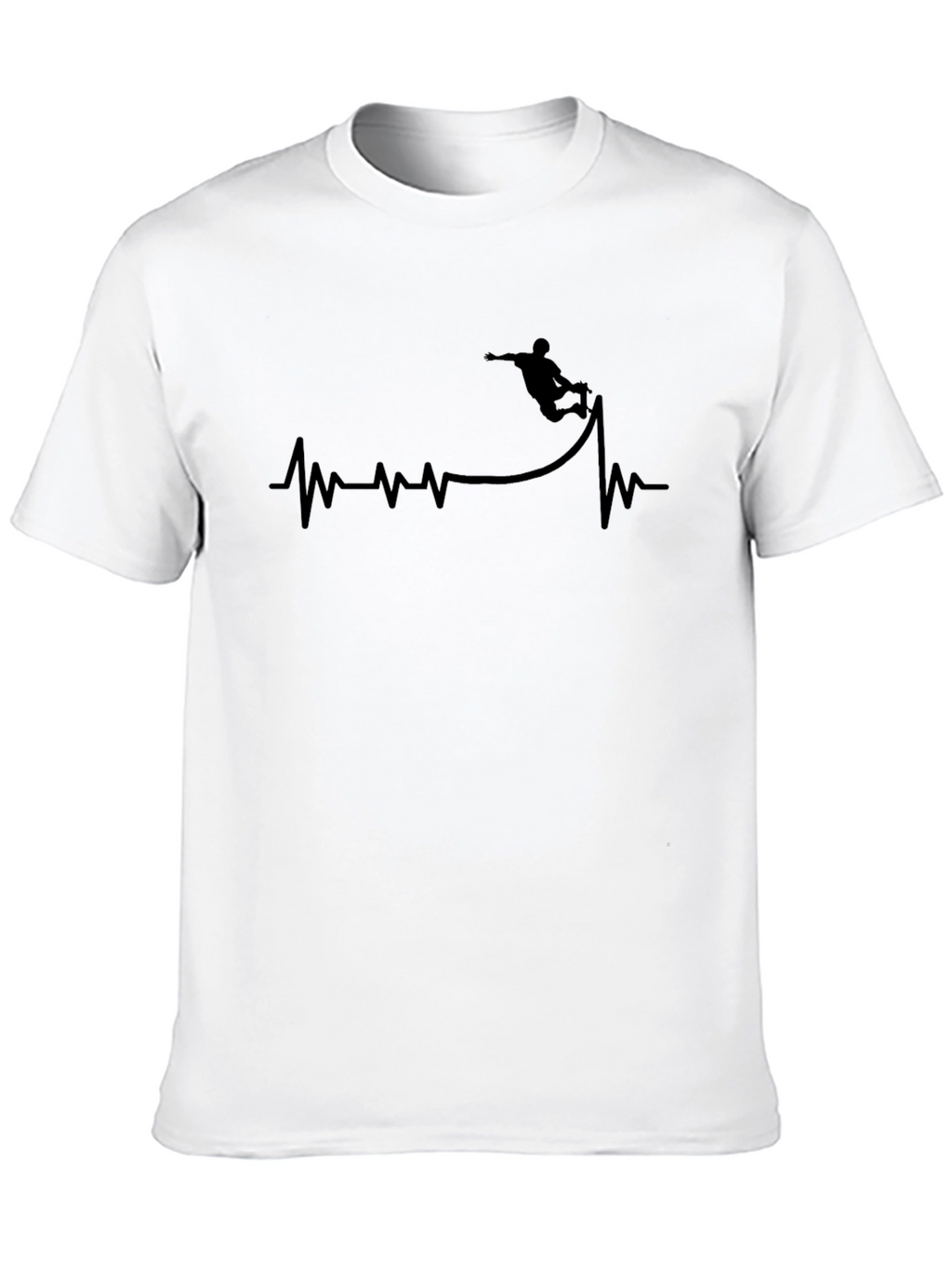 Skateboarding Heartbeat Graphic Tee - Black