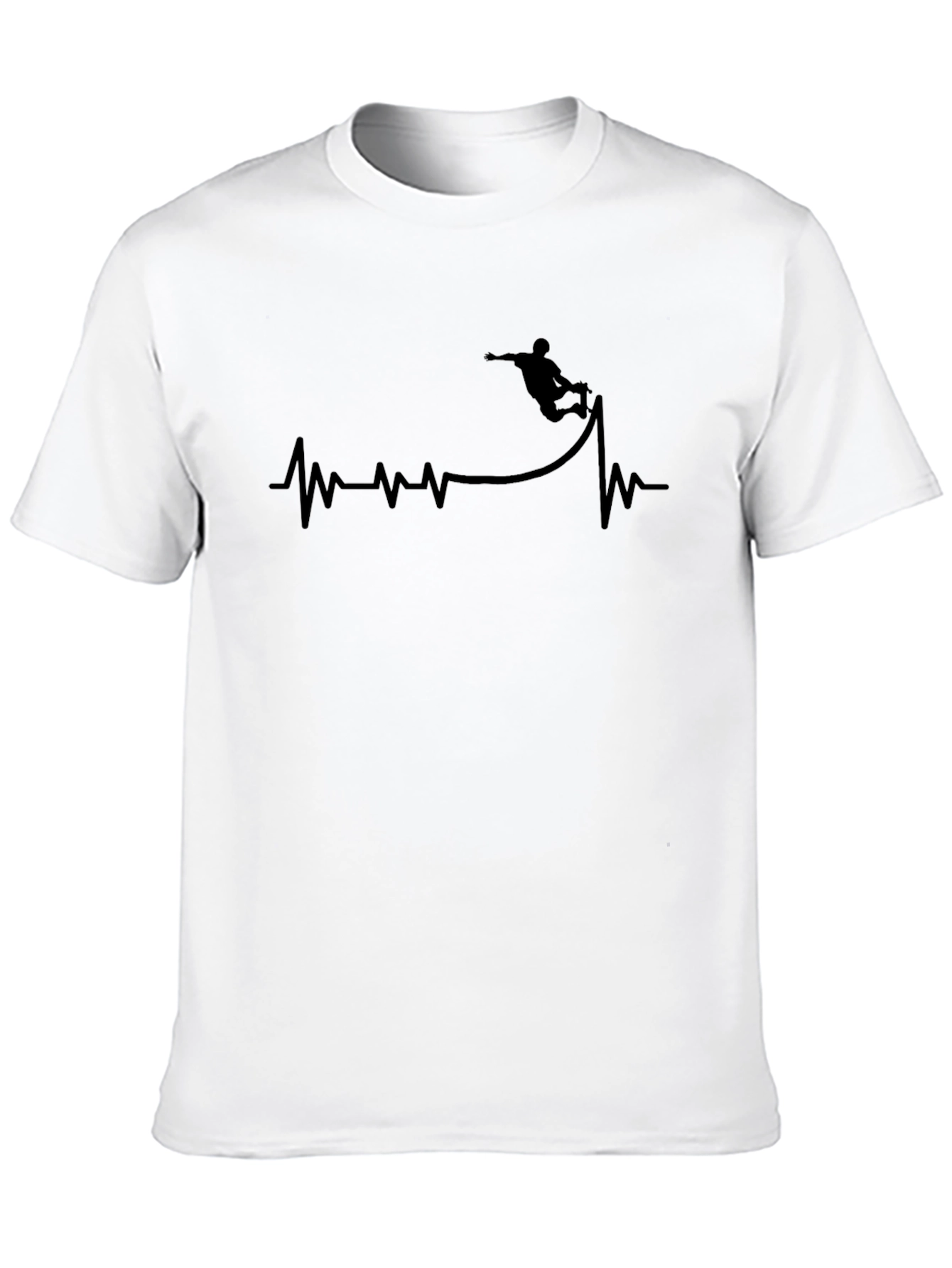 Skateboarding Heartbeat Graphic Tee - Black