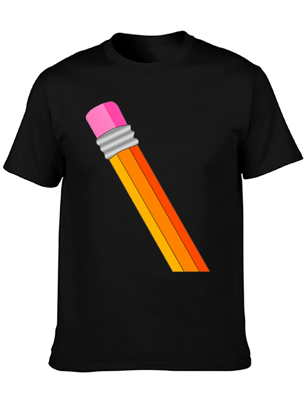 Pencil Graphic T-Shirt - Artistic Crew Neck Tee
