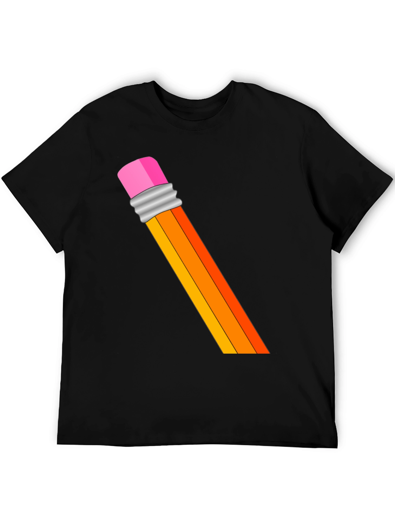 Pencil Graphic T-Shirt - Artistic Crew Neck Tee