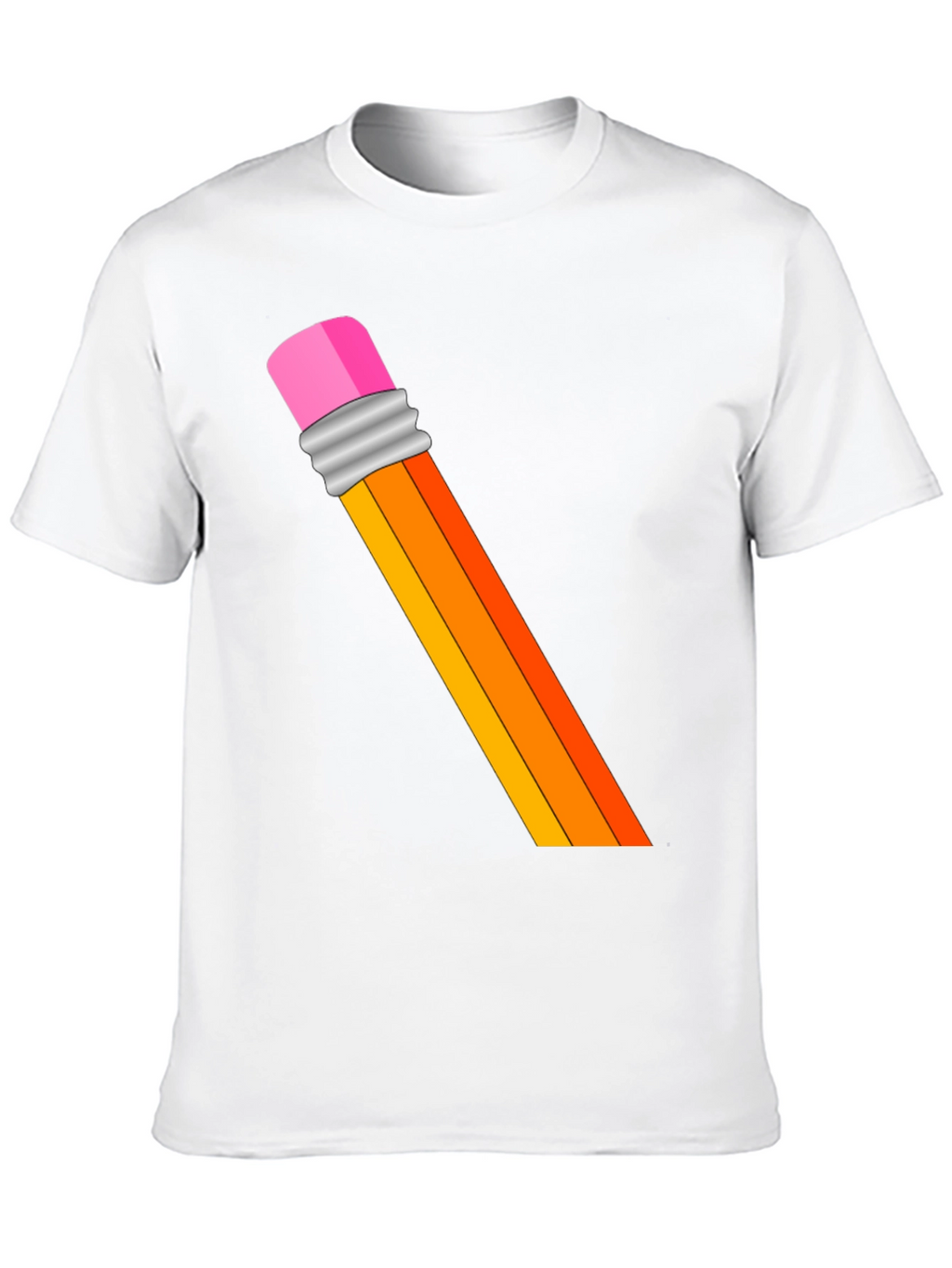 Pencil Graphic T-Shirt - Artistic Crew Neck Tee