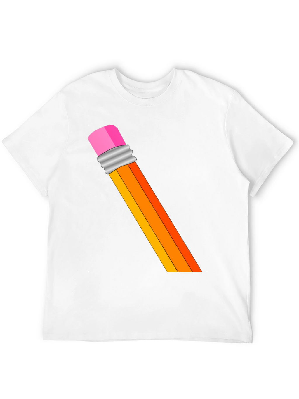 Pencil Graphic T-Shirt - Artistic Crew Neck Tee