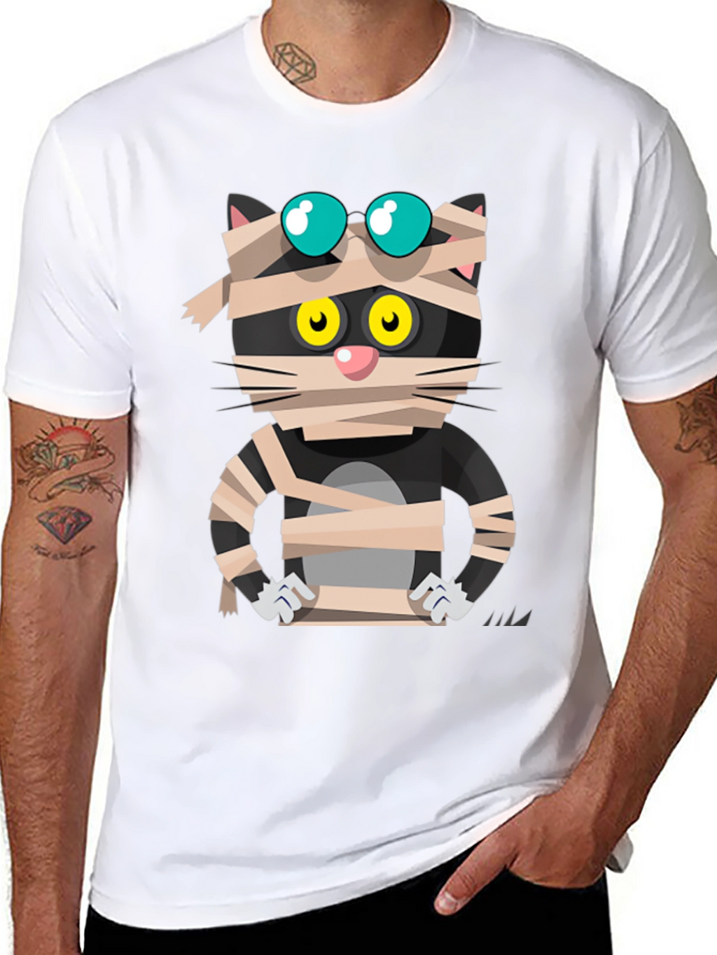 Mummy Cat Graphic Tee - Halloween Edition