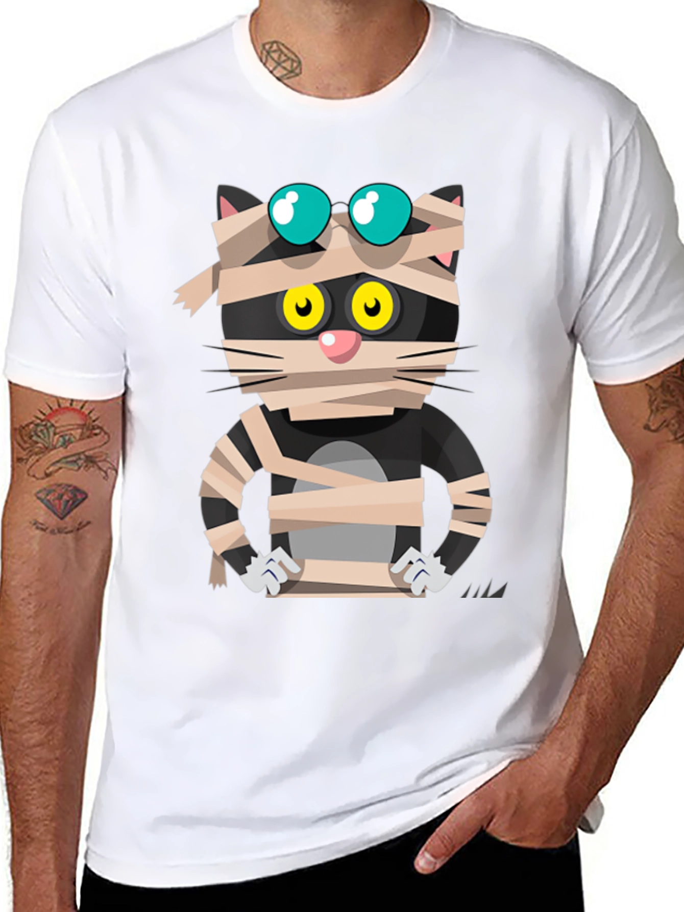 Mummy Cat Graphic Tee - Halloween Edition