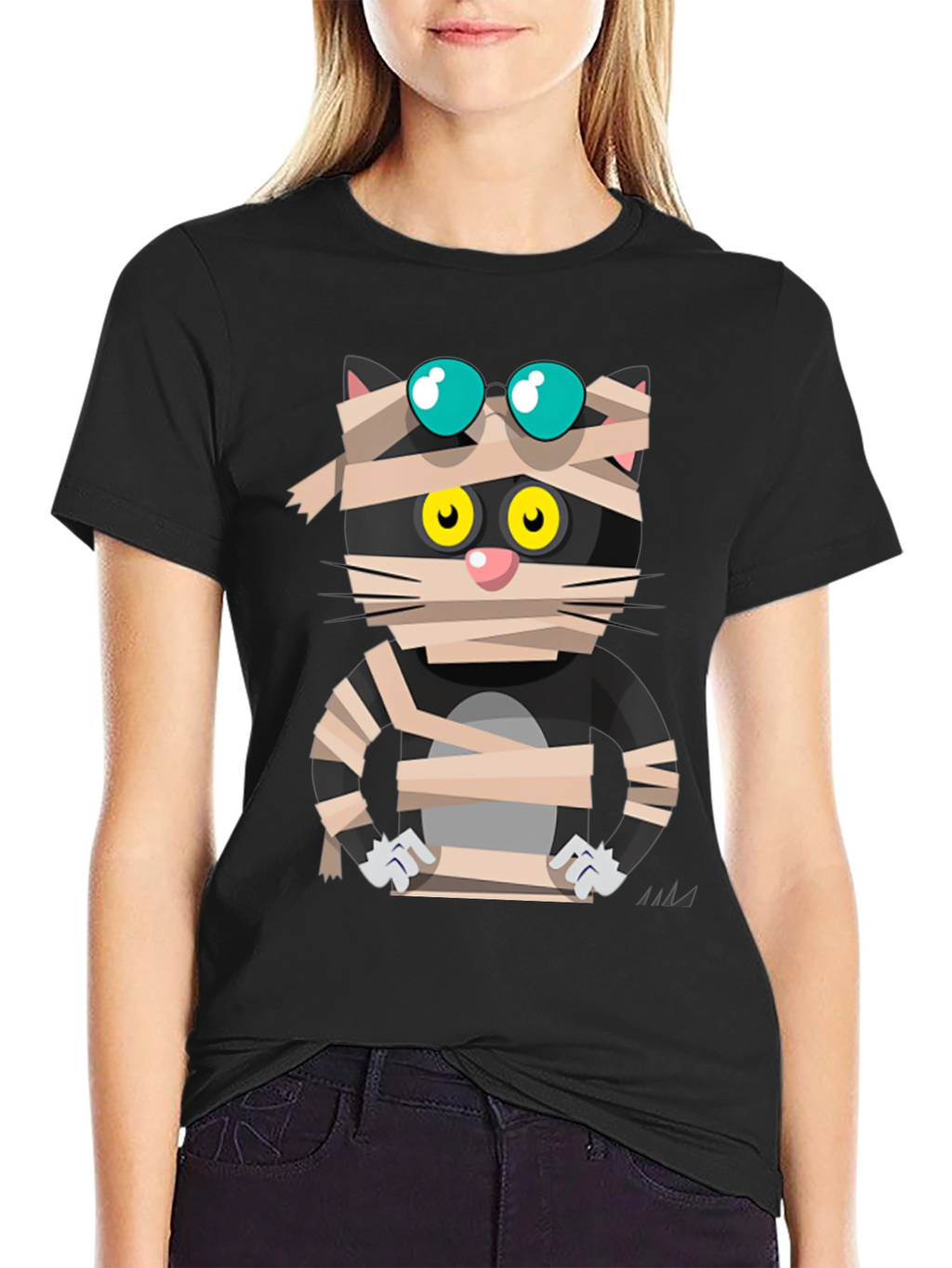 Mummy Cat Graphic Tee - Halloween Edition
