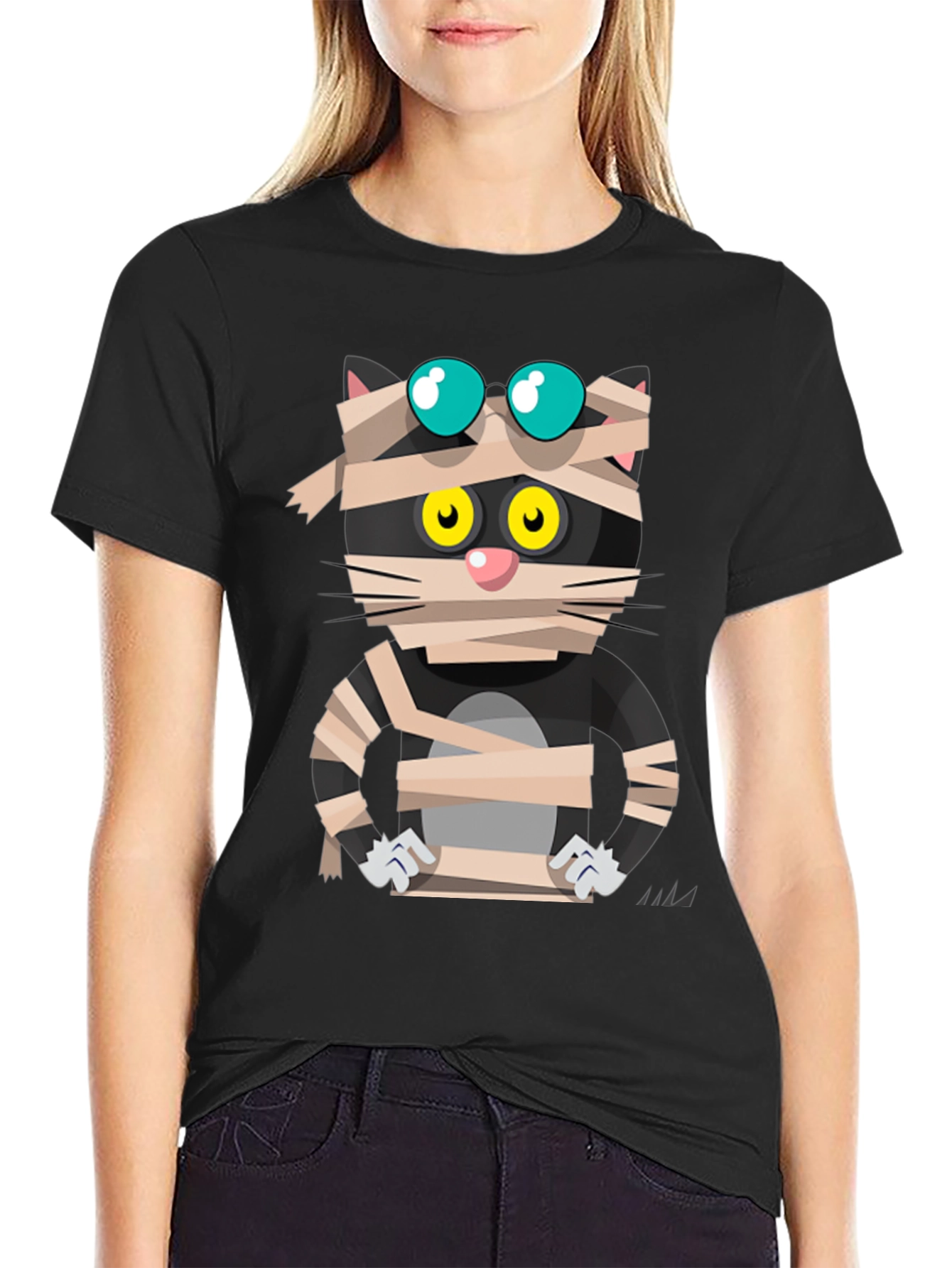 Mummy Cat Graphic Tee - Halloween Edition