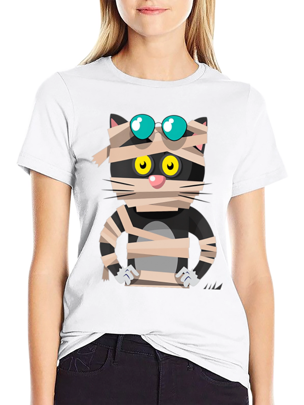 Mummy Cat Graphic Tee - Halloween Edition