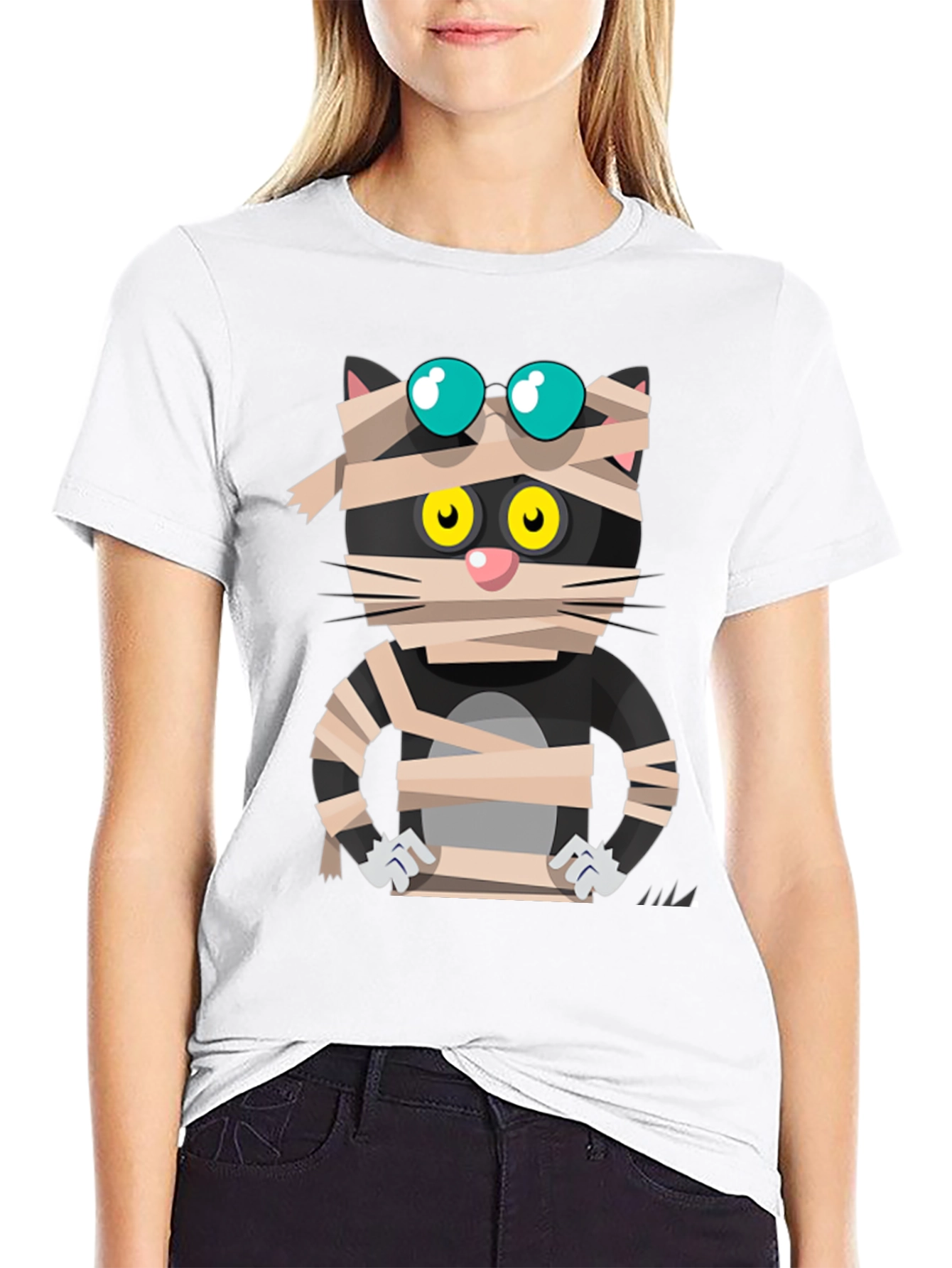 Mummy Cat Graphic Tee - Halloween Edition