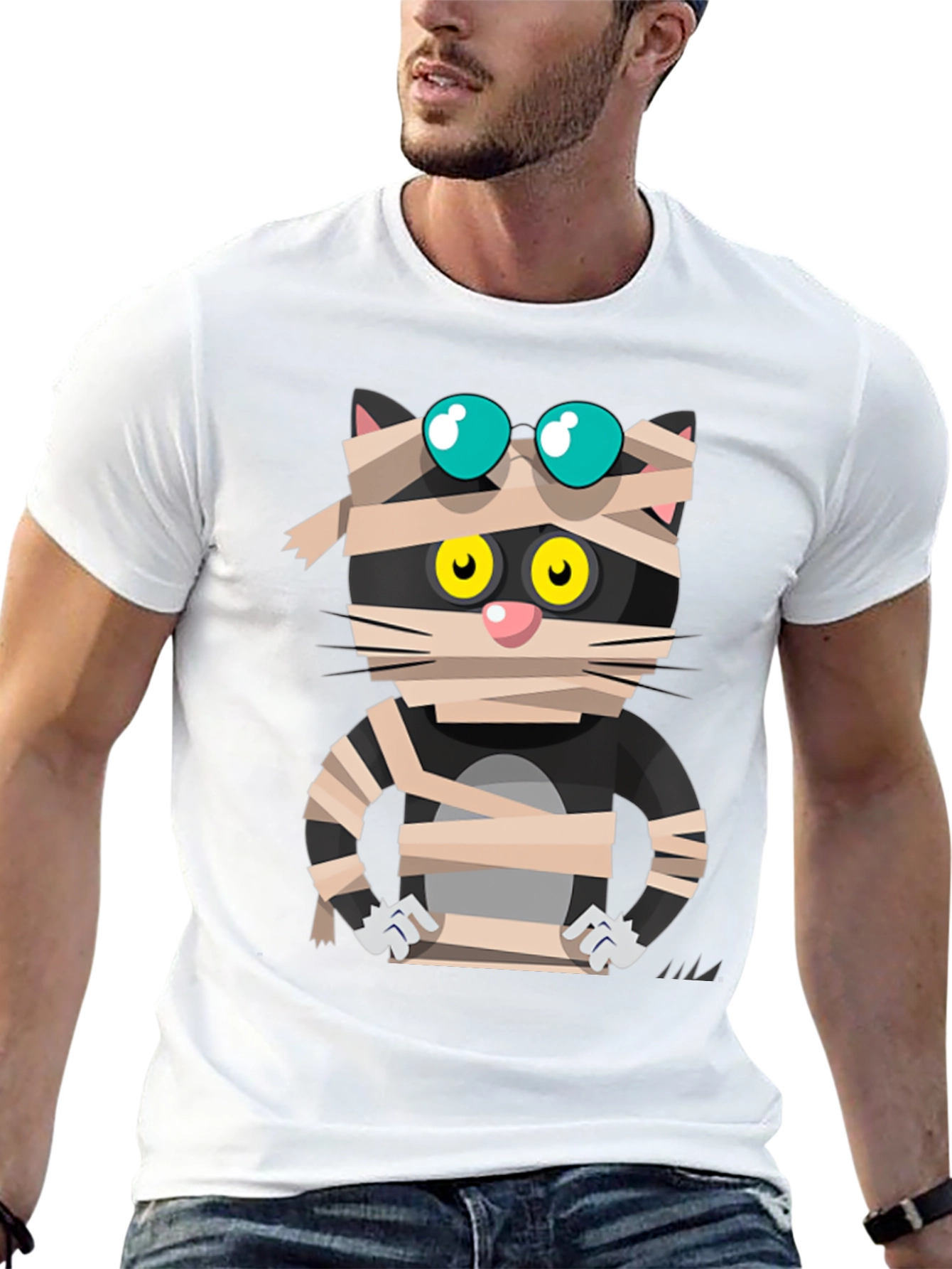 Mummy Cat Graphic Tee - Halloween Edition
