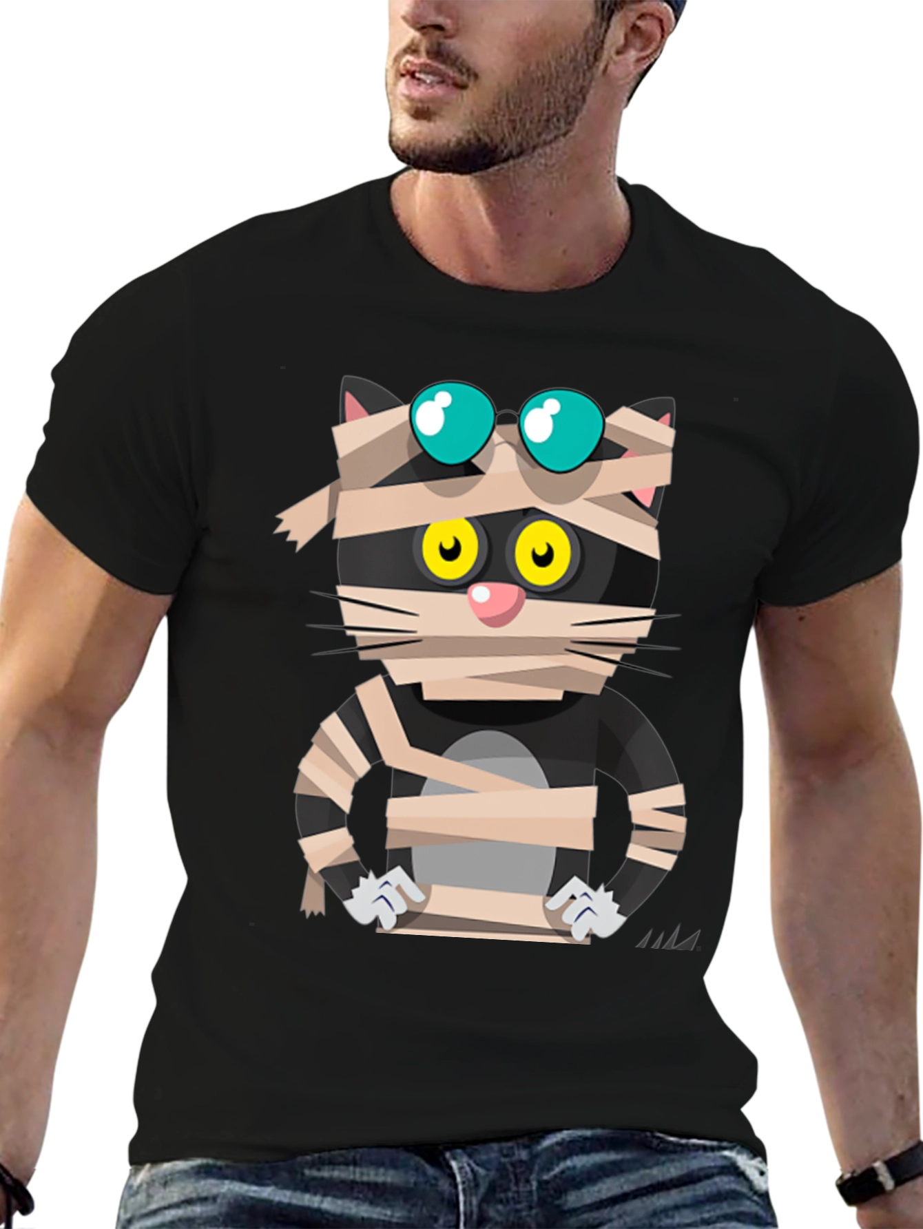 Mummy Cat Graphic Tee - Halloween Edition