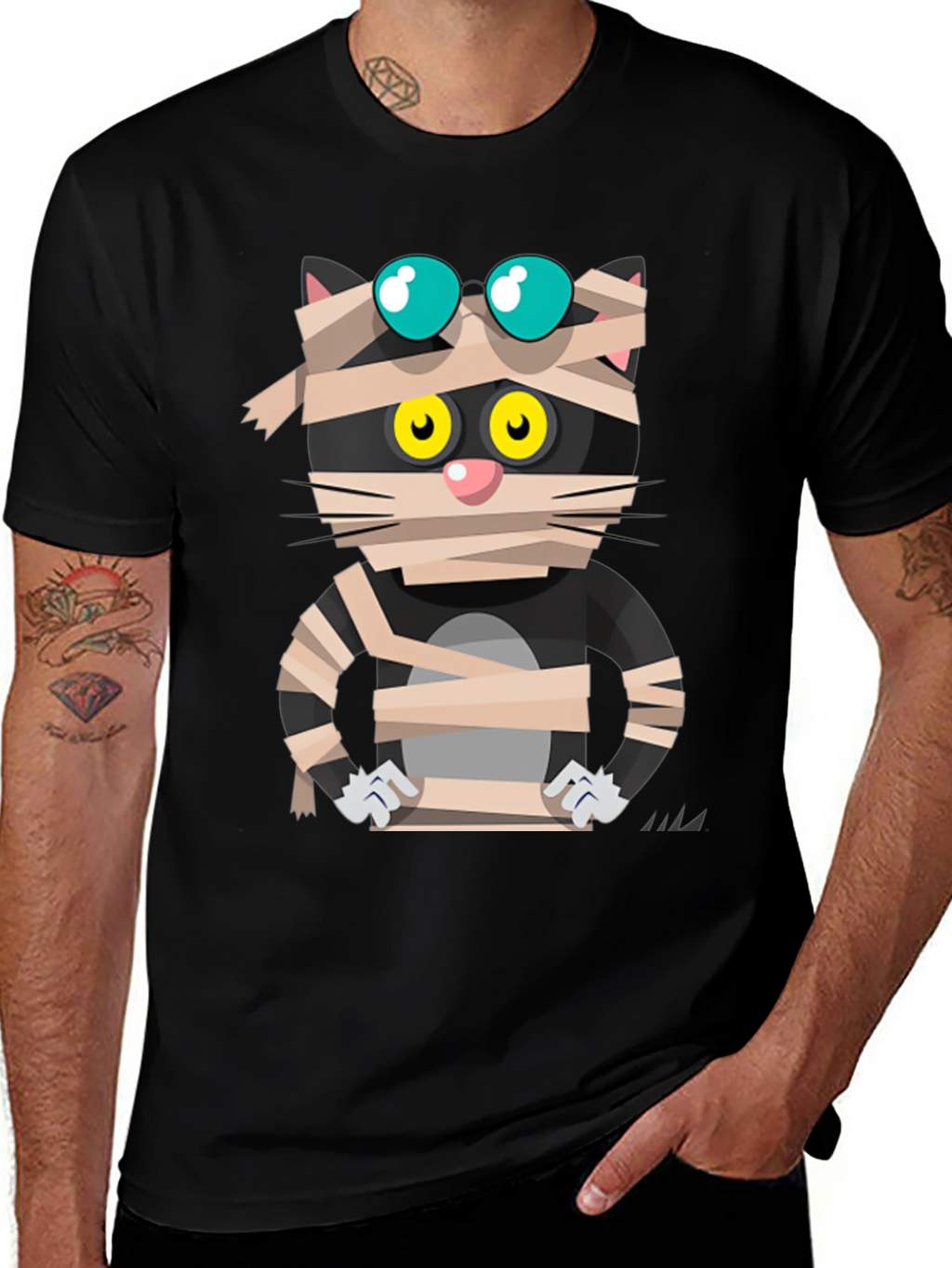 Mummy Cat Graphic Tee - Halloween Edition