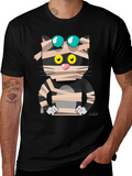 Mummy Cat Graphic Tee - Halloween Edition