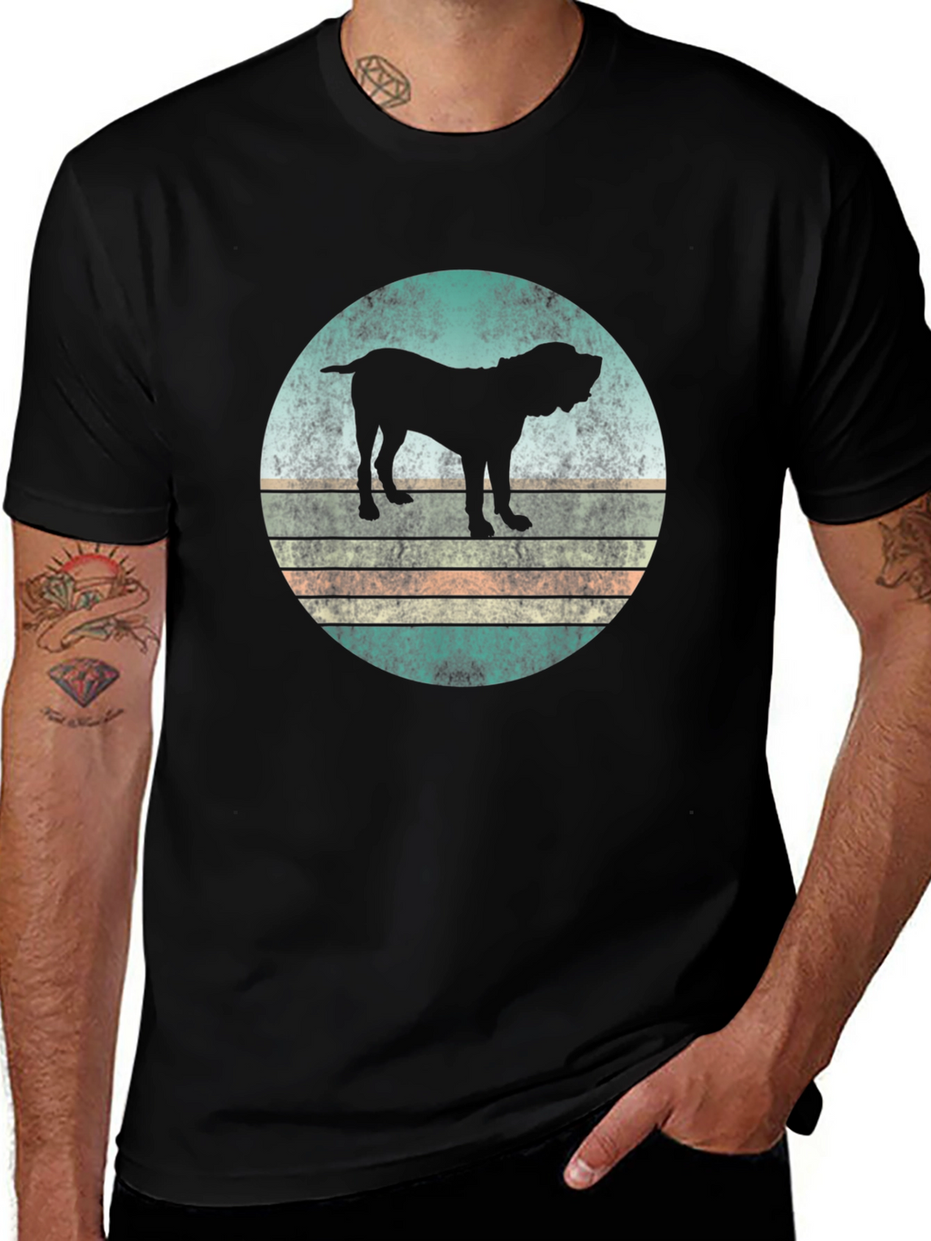 Retro Dog Silhouette Graphic T-Shirt