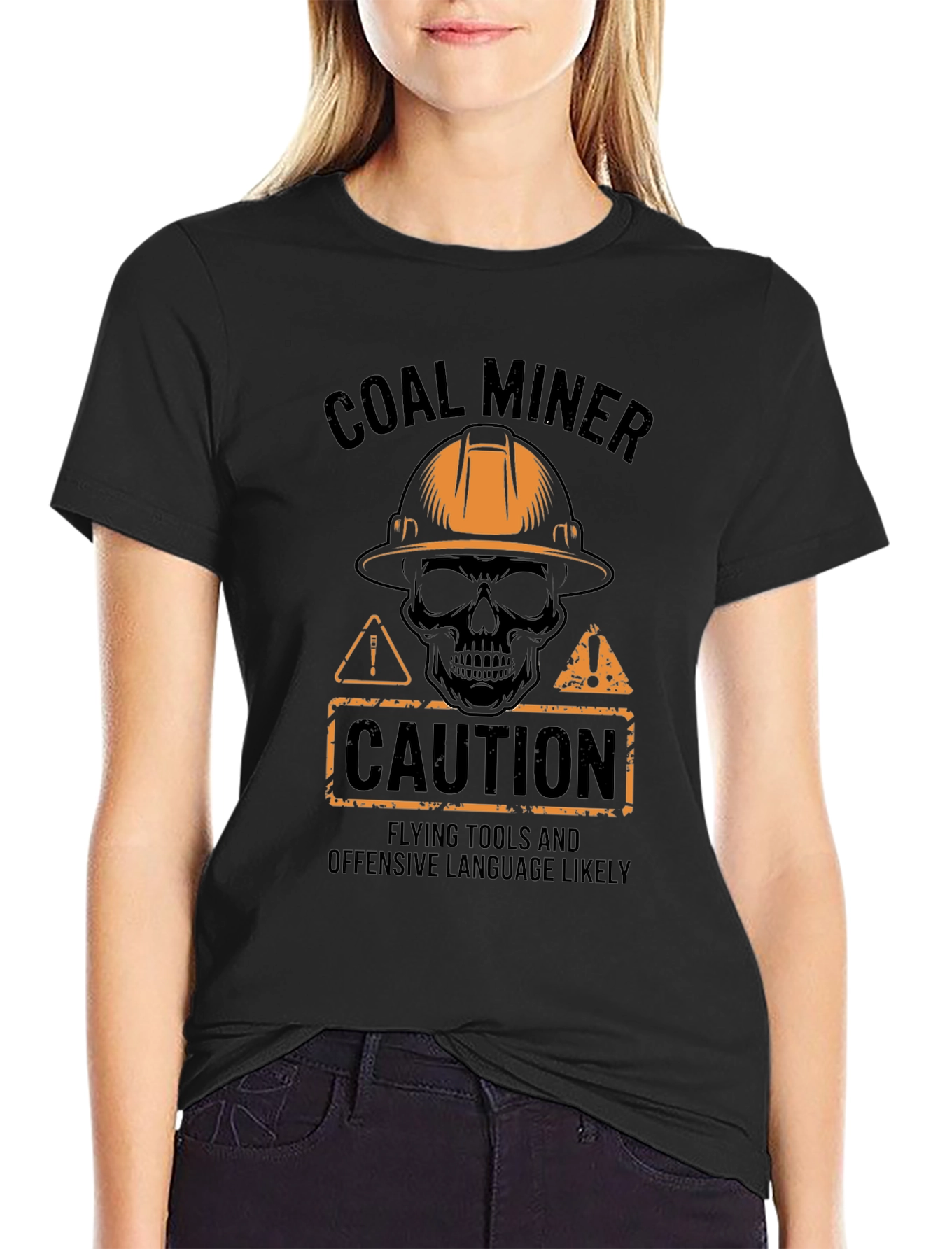 Coal Miner Caution Graphic Tee - Funny Work Shirt