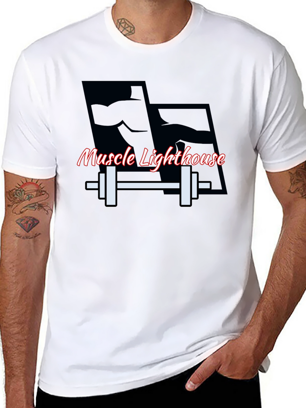 Muscle Lighthouse Mens Black T-Shirt Gym