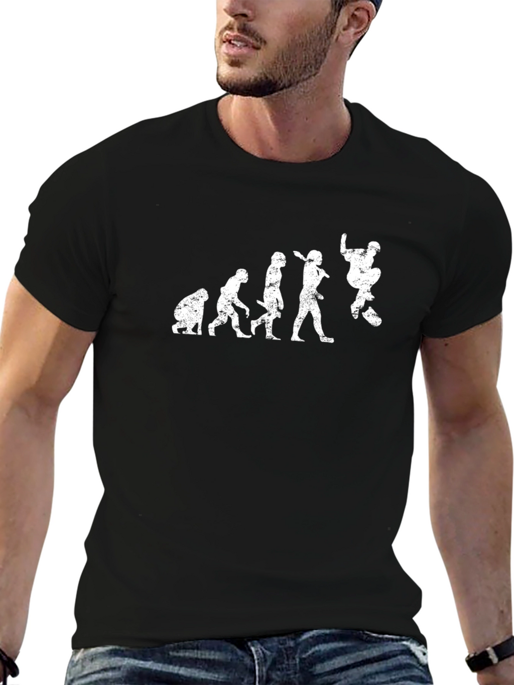 Skateboard Evolution T-Shirt - Black Graphic Tee