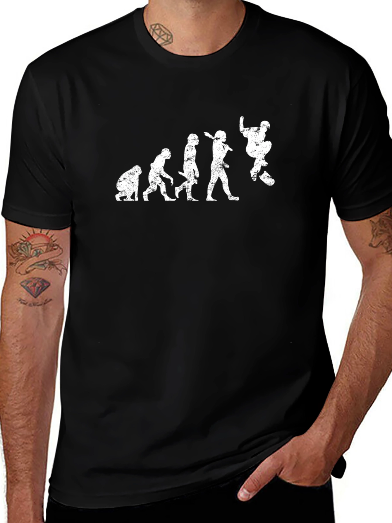 Skateboard Evolution T-Shirt - Black Graphic Tee