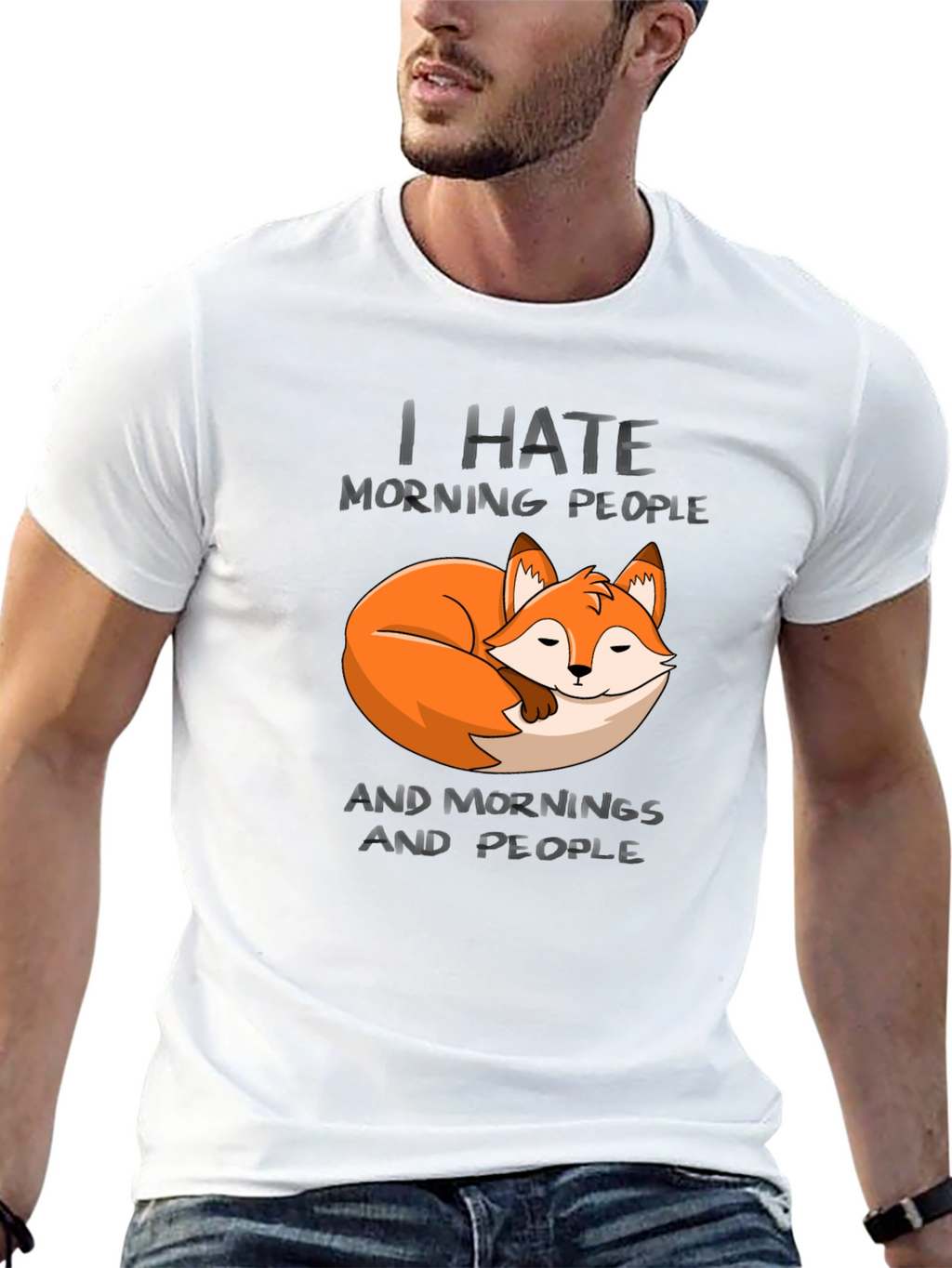 I Hate Morning People Fox Graphic T-Shirt