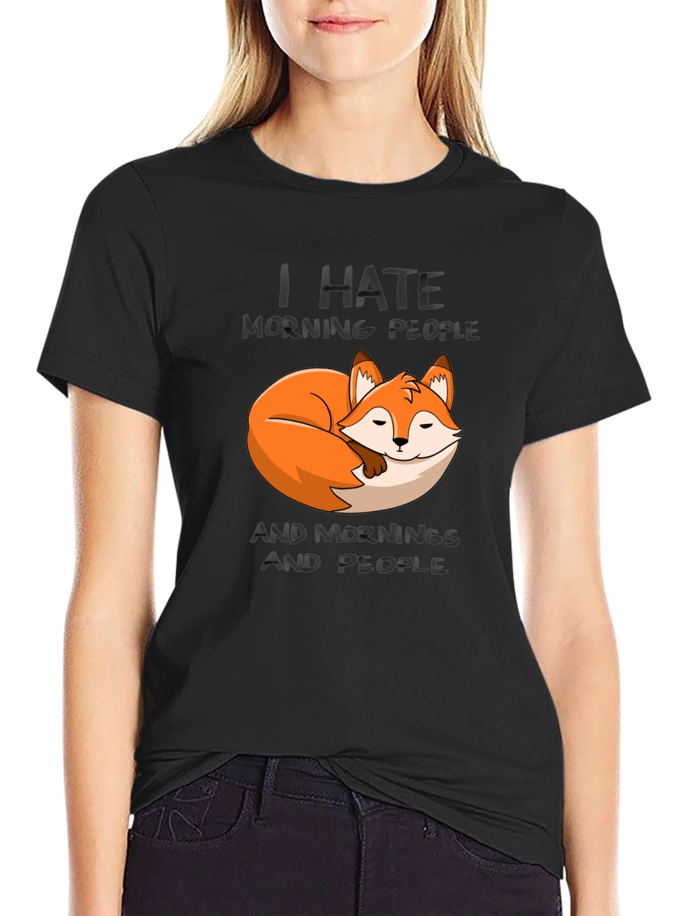 I Hate Morning People Fox Graphic T-Shirt