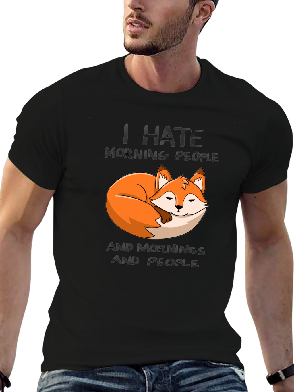 I Hate Morning People Fox Graphic T-Shirt