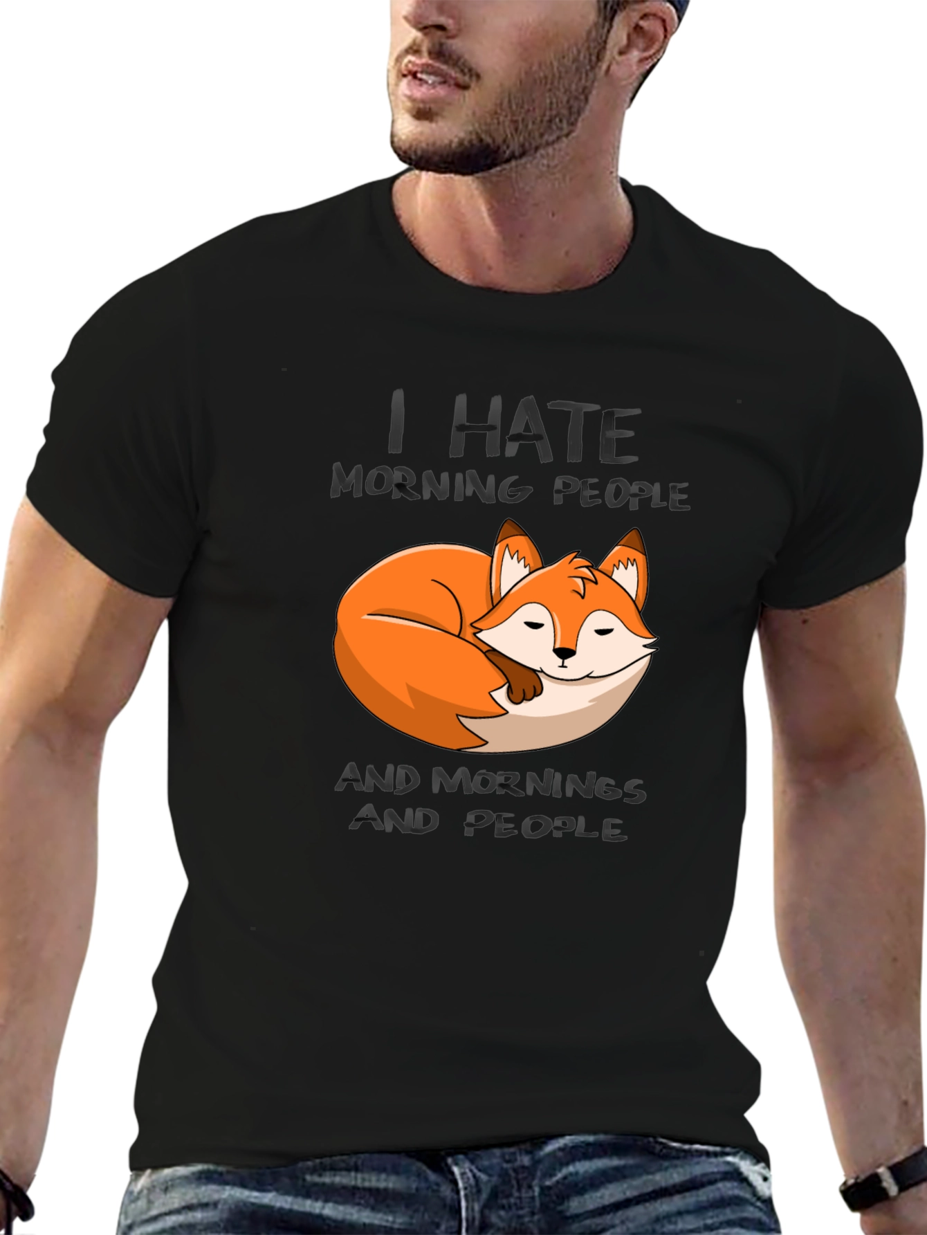 I Hate Morning People Fox Graphic T-Shirt