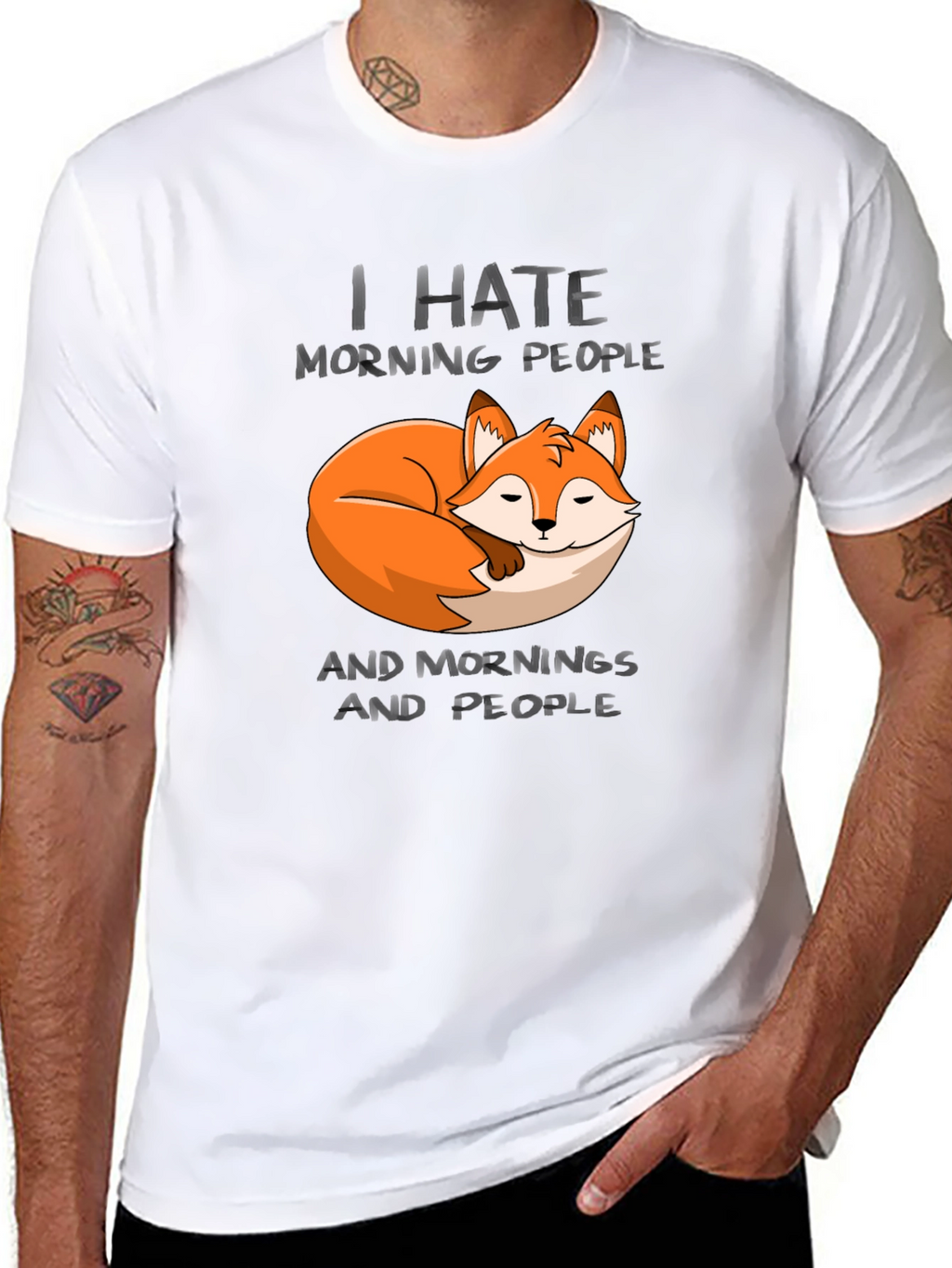 I Hate Morning People Fox Graphic T-Shirt