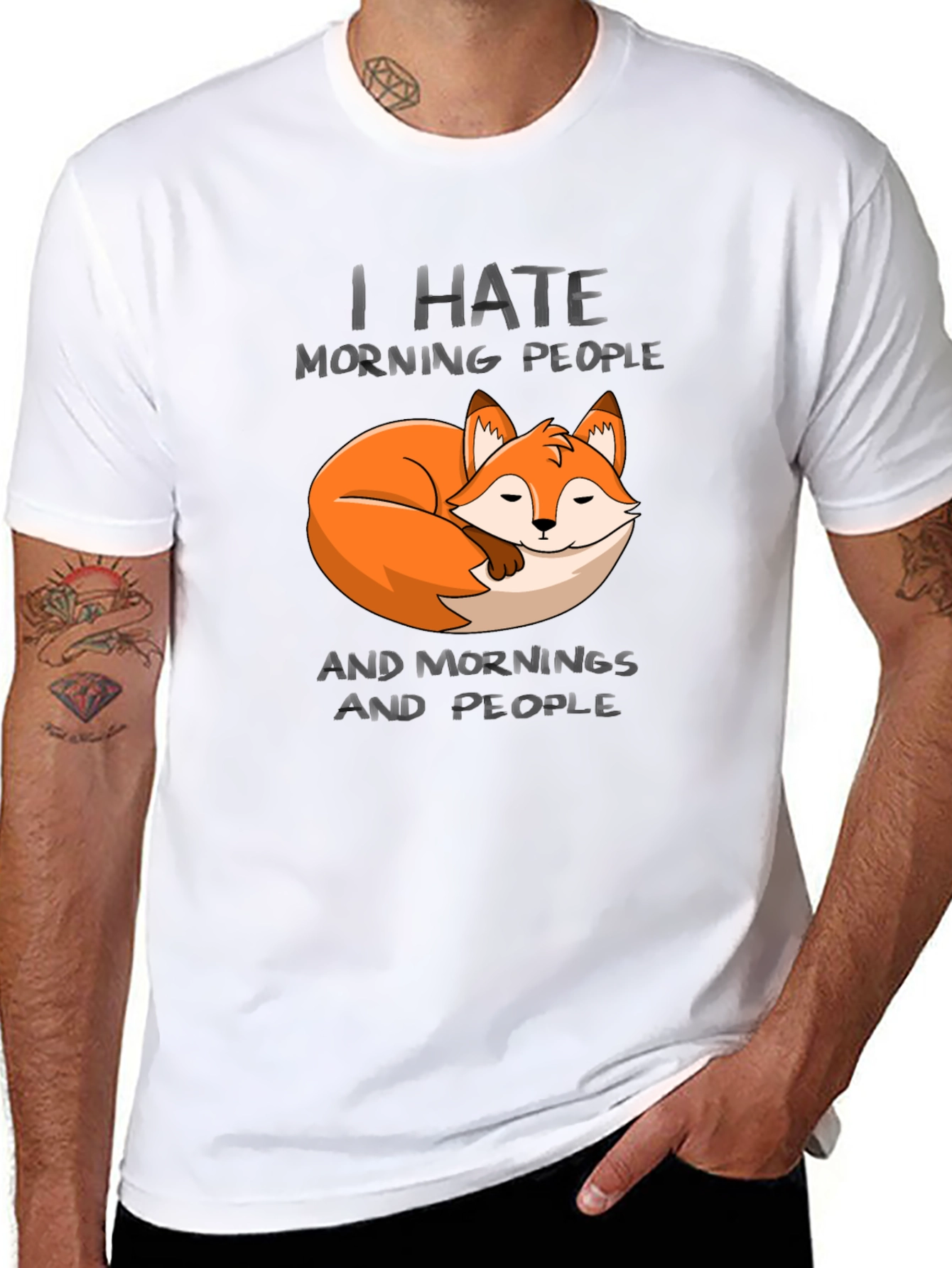 I Hate Morning People Fox Graphic T-Shirt