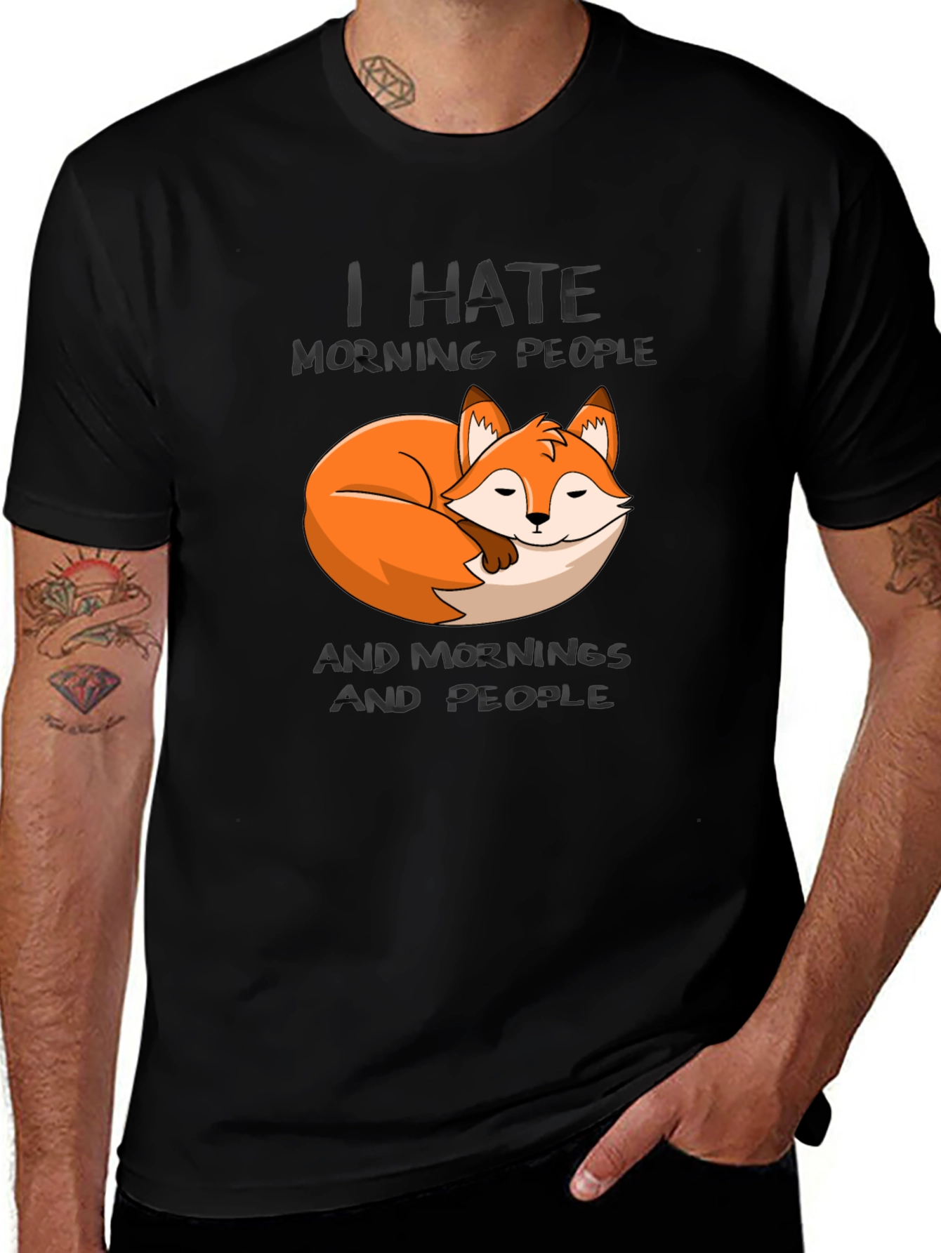 I Hate Morning People Fox Graphic T-Shirt