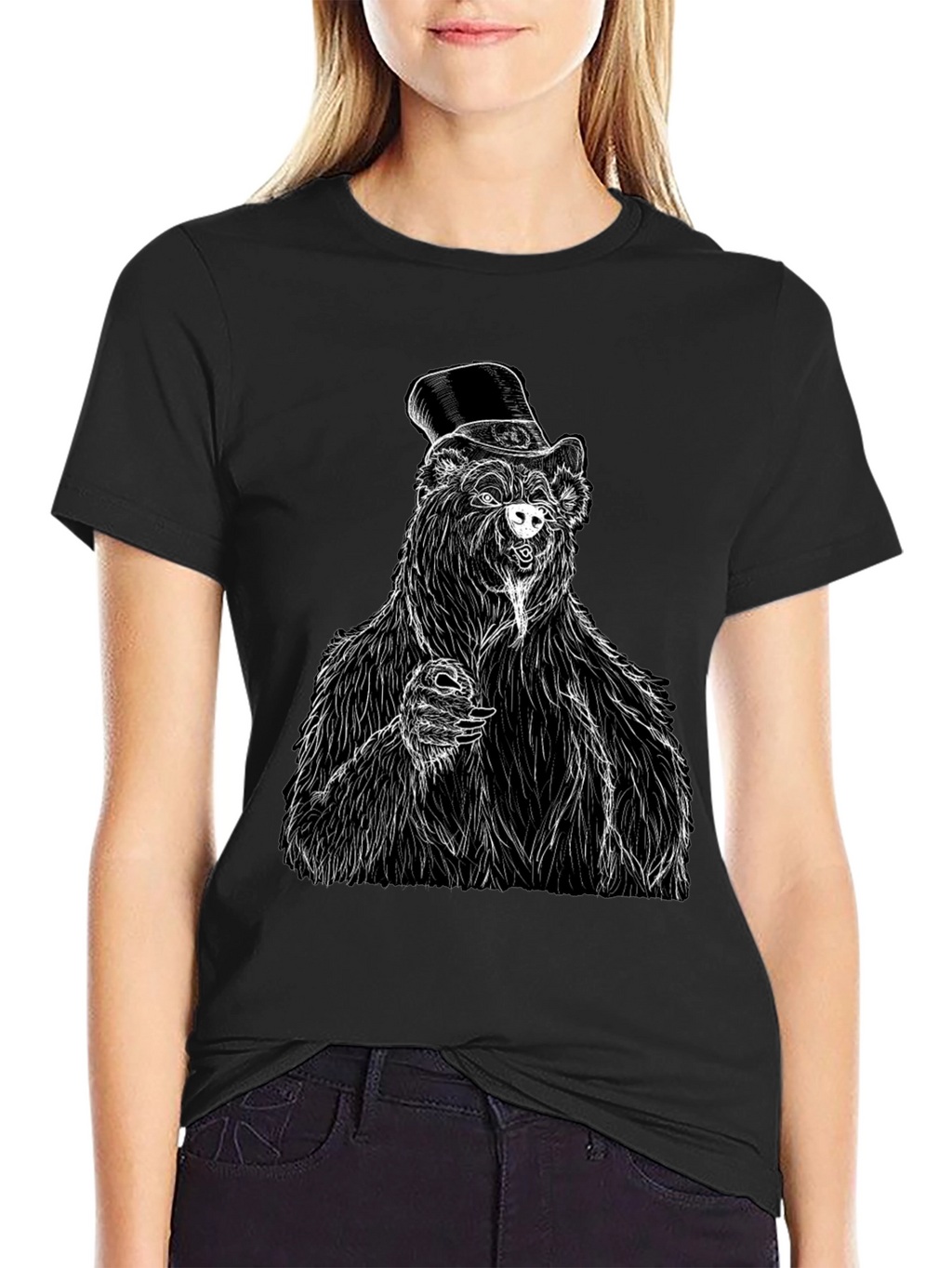 Bear Top Hat T-Shirt - Unique Graphic Tee
