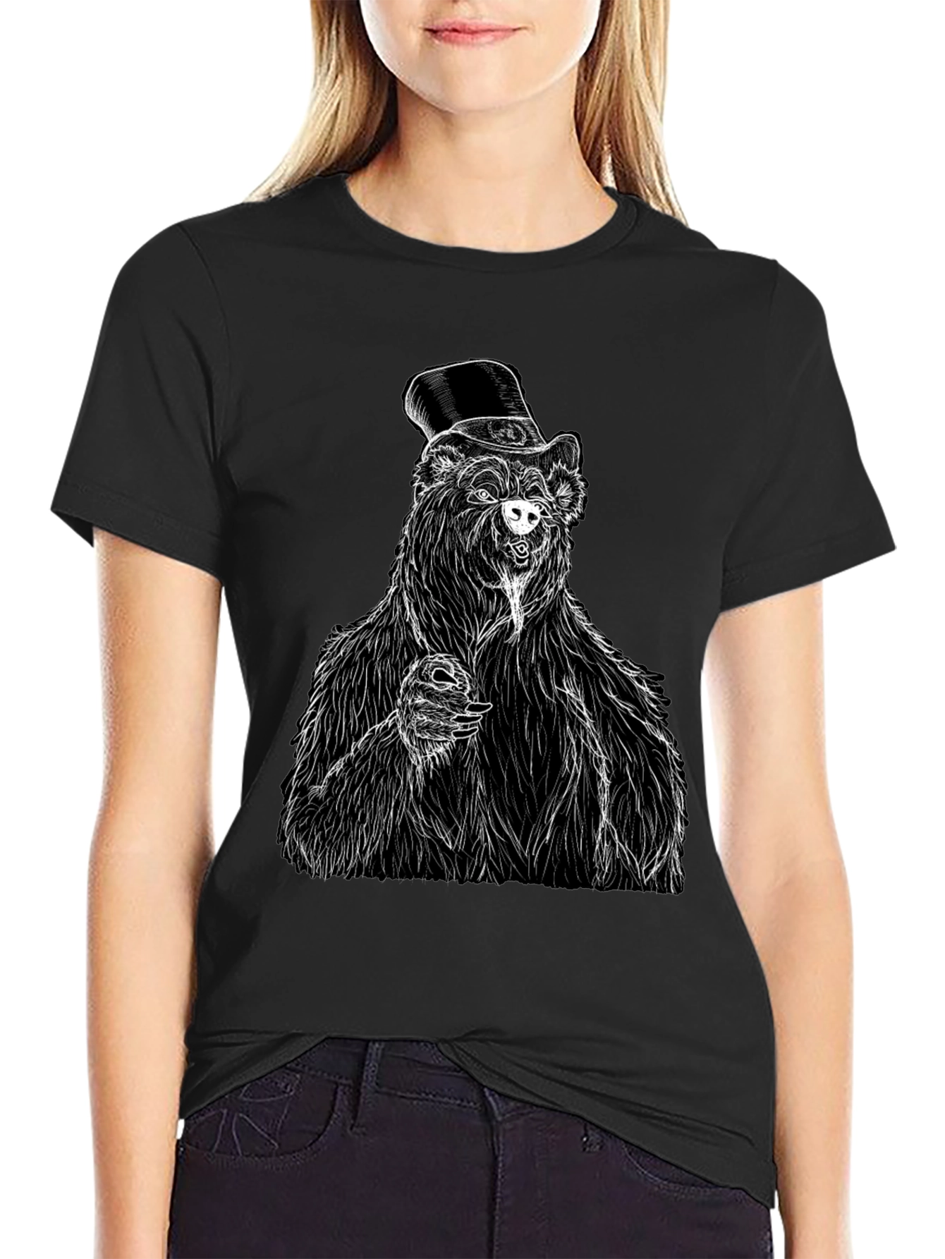 Bear Top Hat T-Shirt - Unique Graphic Tee