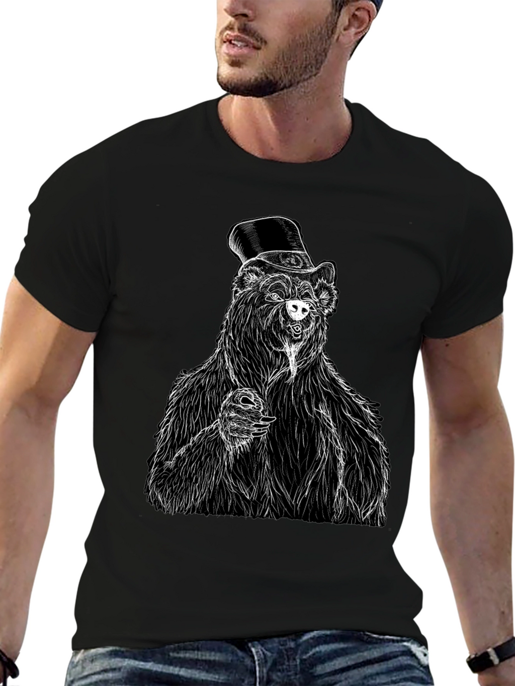 Bear Top Hat T-Shirt - Unique Graphic Tee