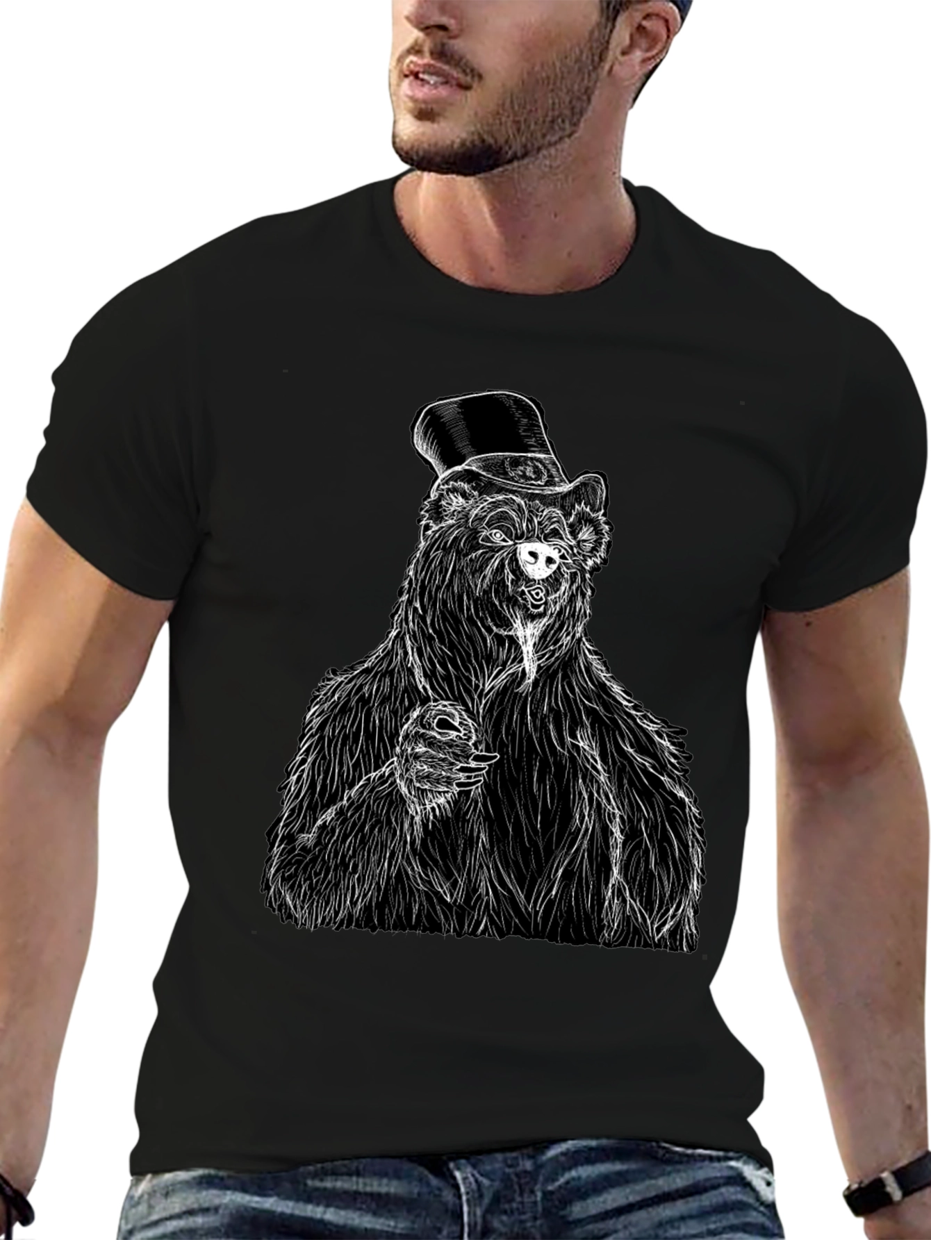 Bear Top Hat T-Shirt - Unique Graphic Tee