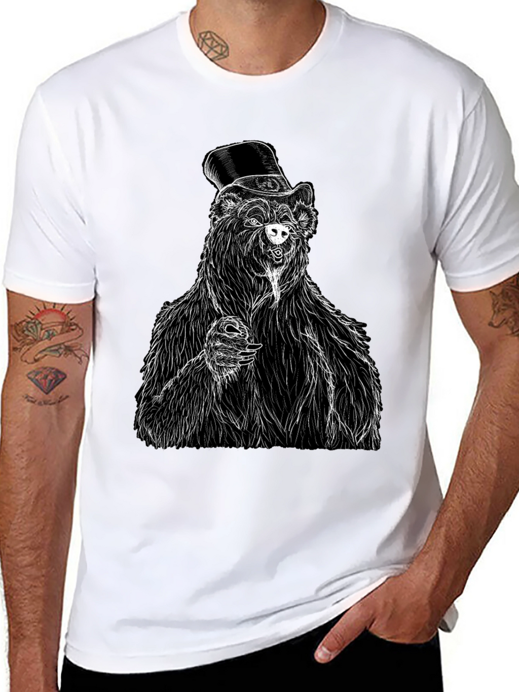 Bear Top Hat T-Shirt - Unique Graphic Tee
