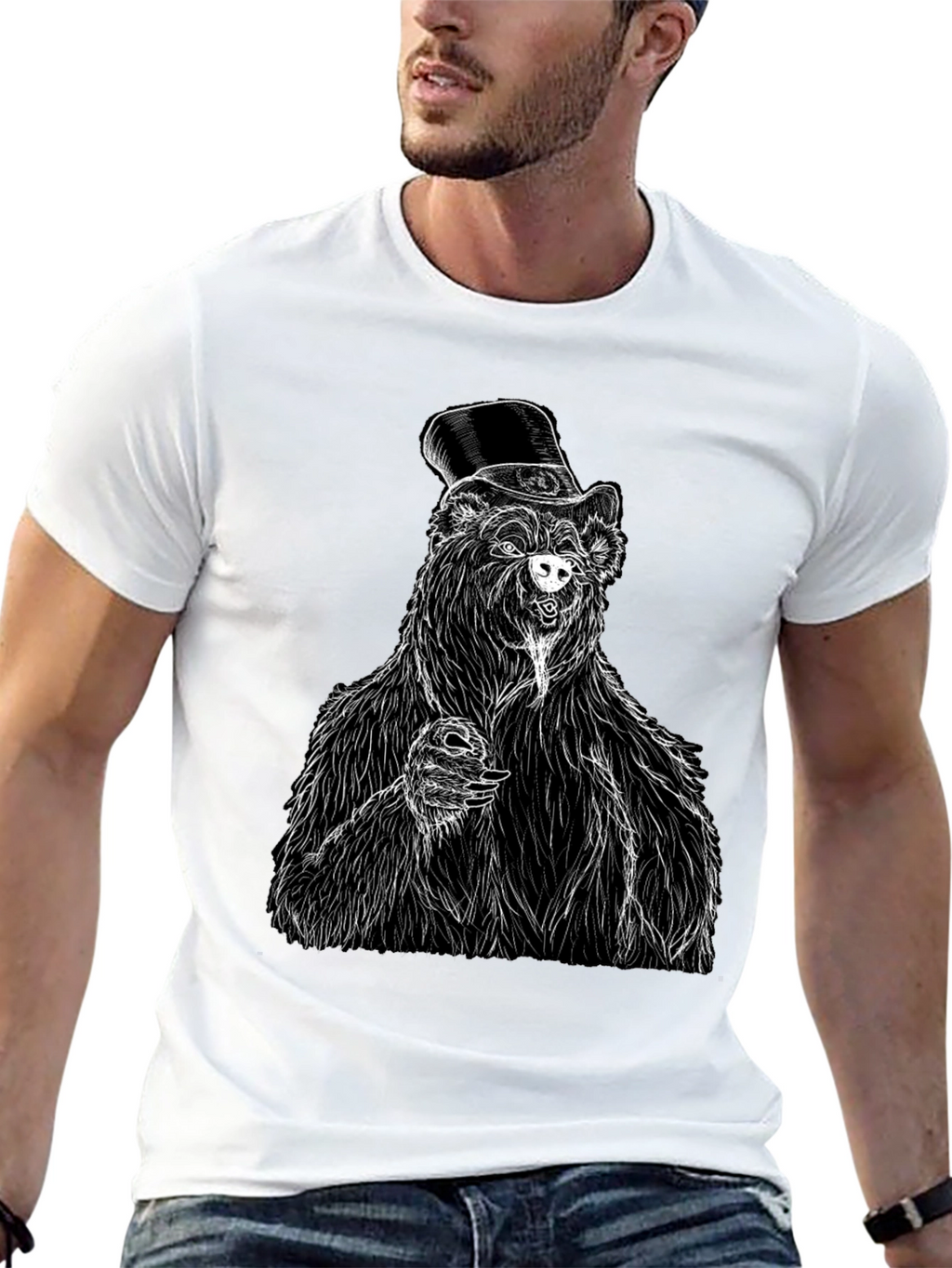 Bear Top Hat T-Shirt - Unique Graphic Tee