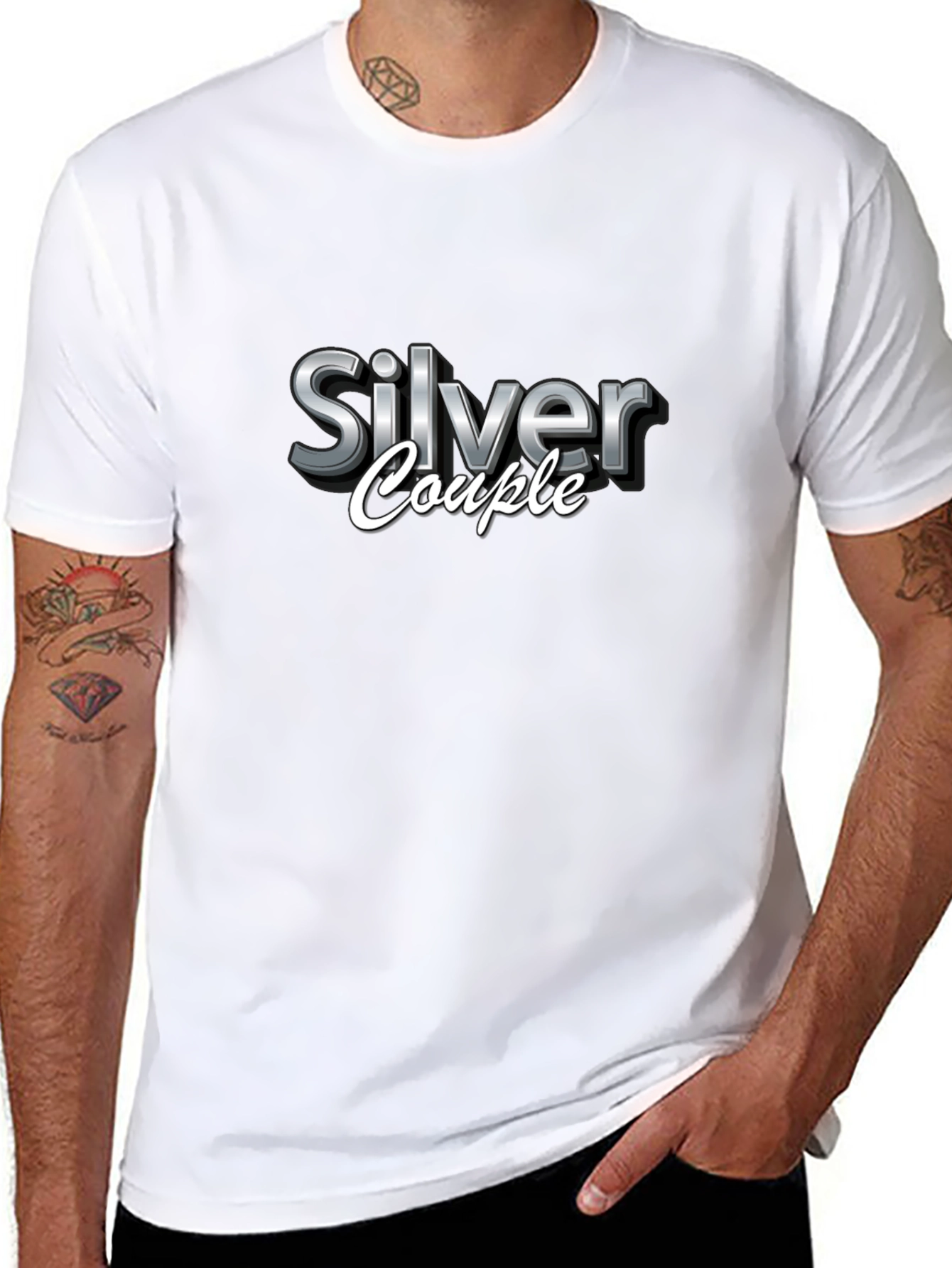 Silver Couple Black T-Shirt