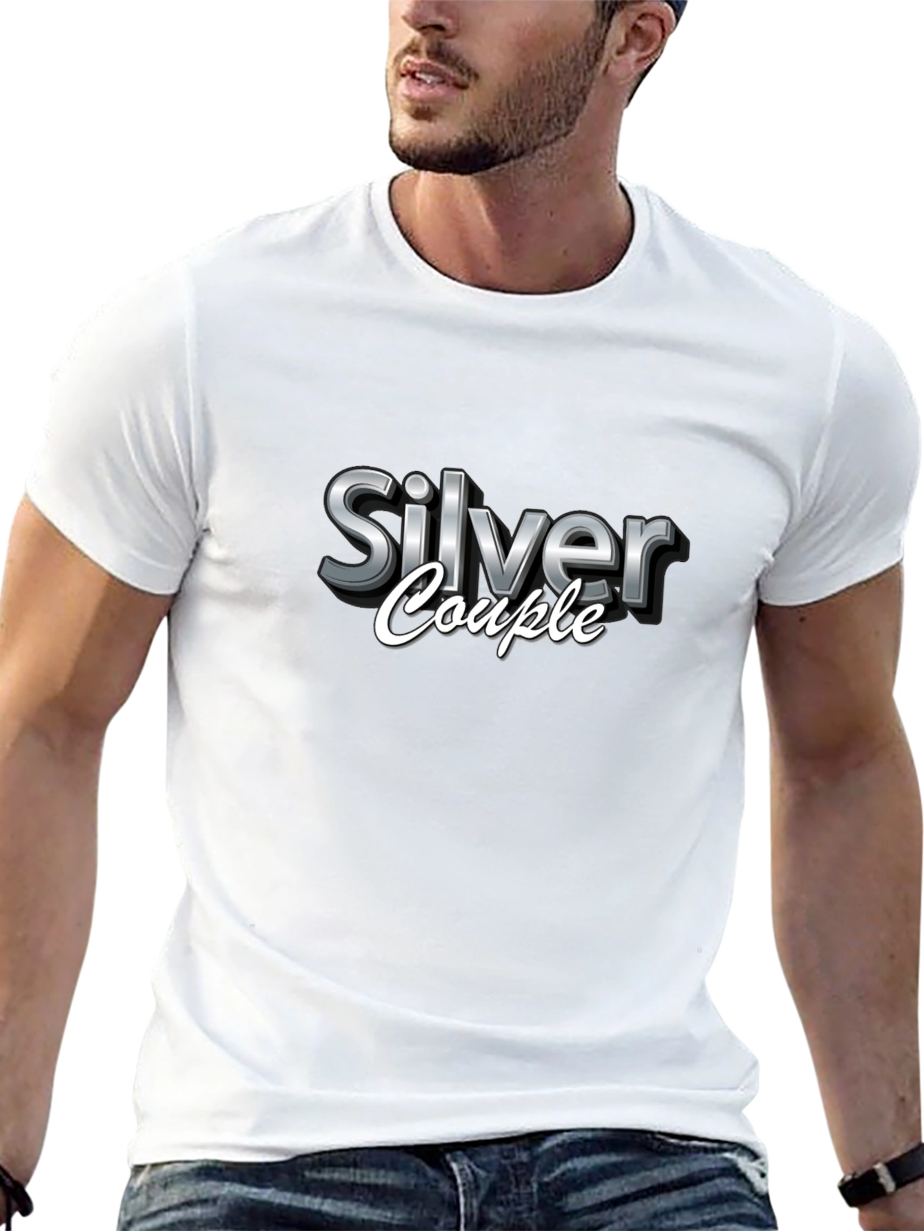 Silver Couple Black T-Shirt