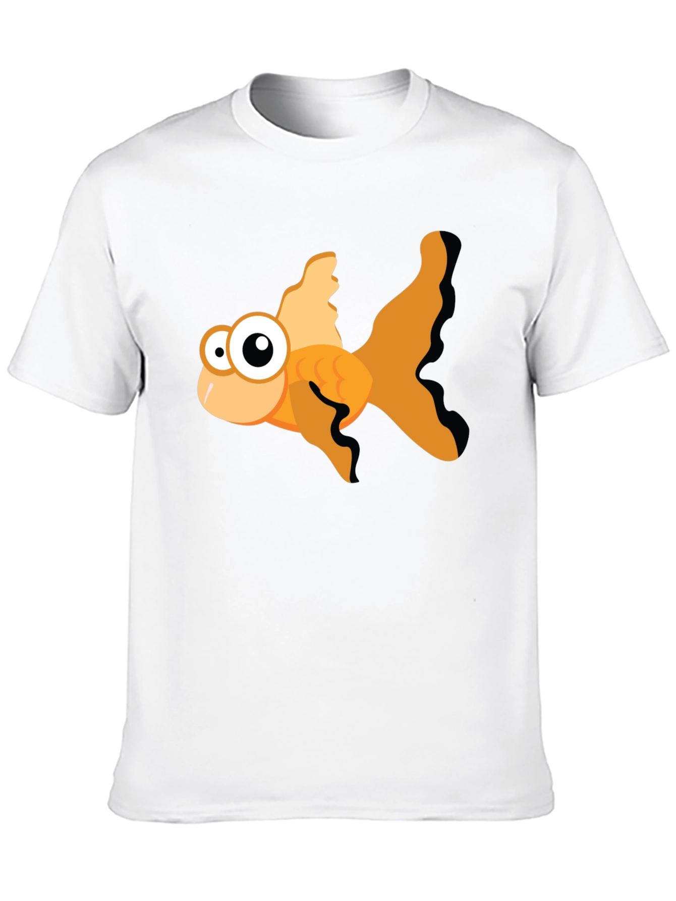Cartoon Goldfish Graphic Black T-Shirt