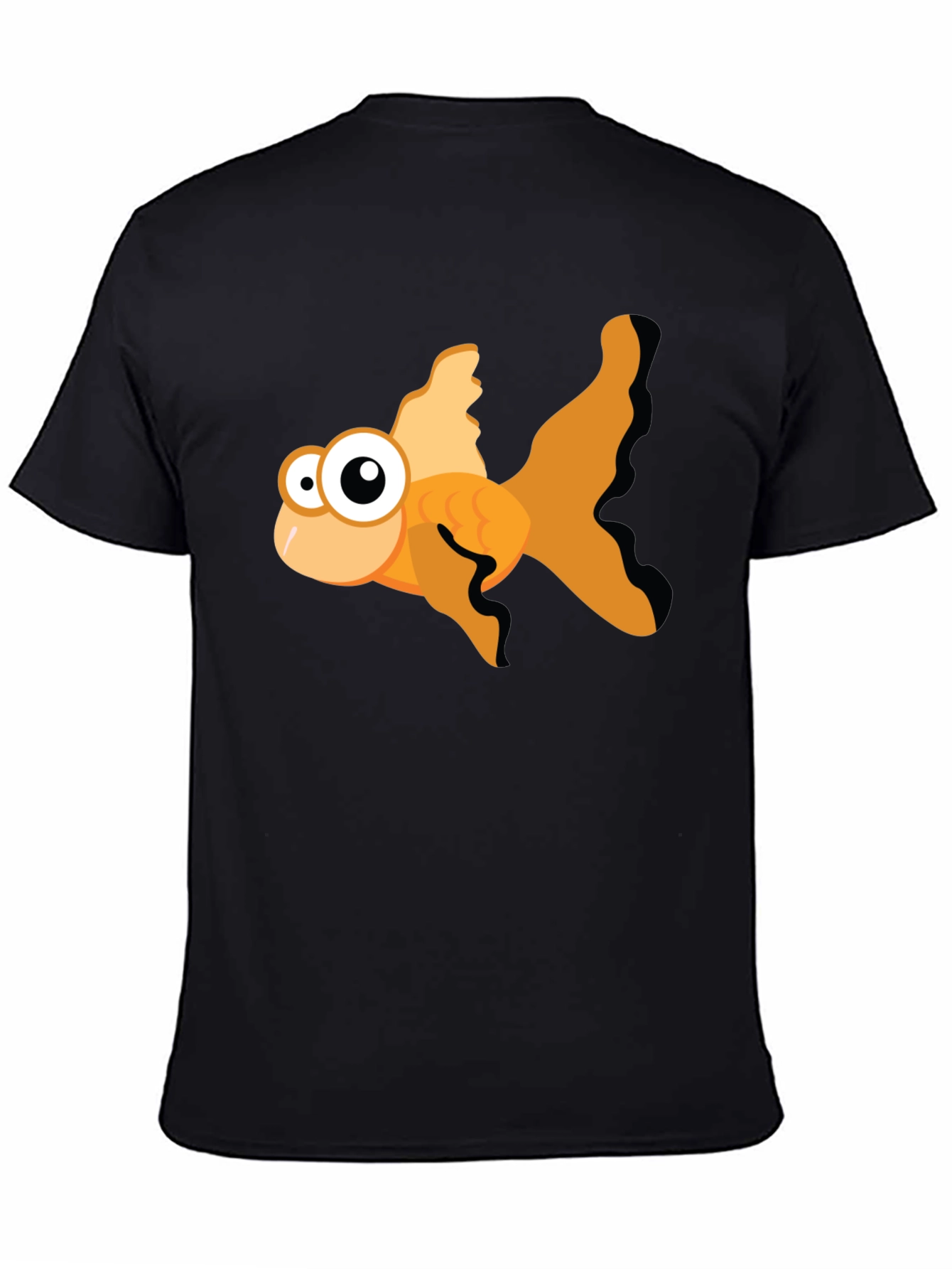 Cartoon Goldfish Graphic Black T-Shirt