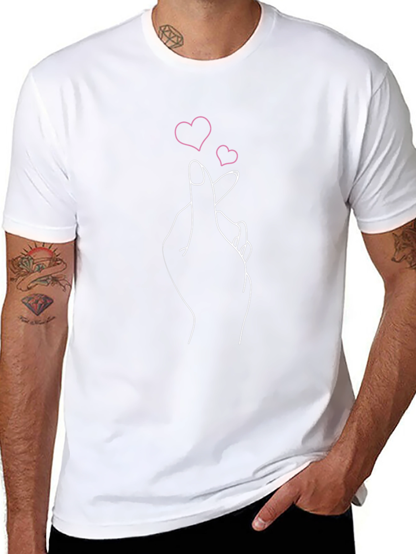 Finger Heart Graphic Tee - Stylish Casual Top