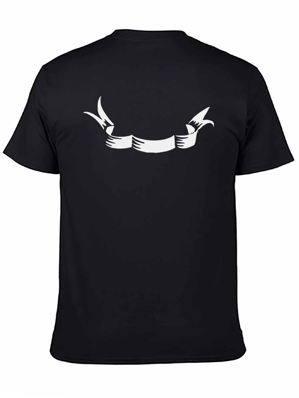 Black T-Shirt with White Ribbon Graphic