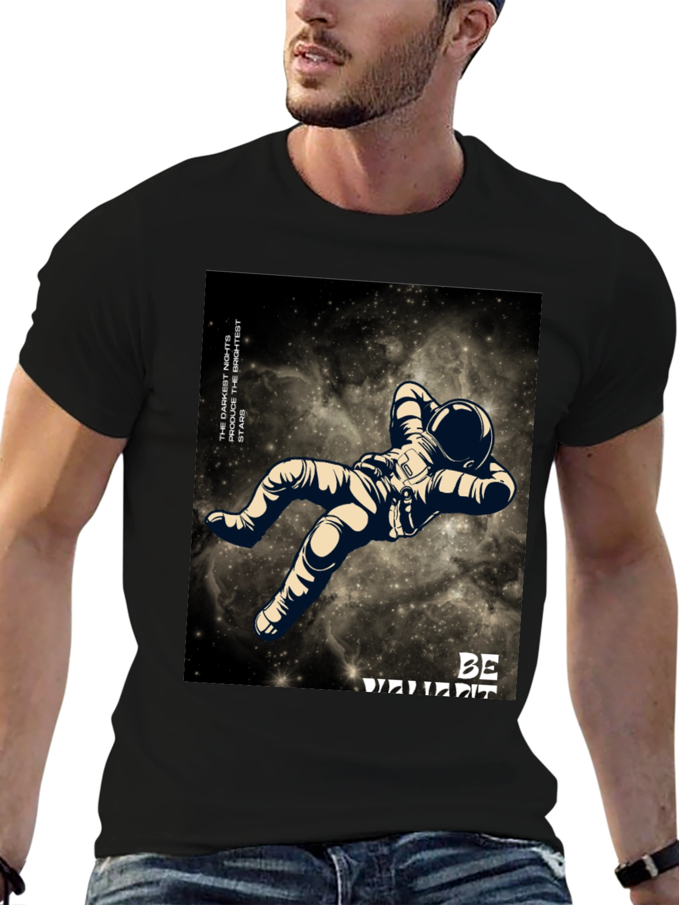 Astronaut Graphic Black T-Shirt - Be Different