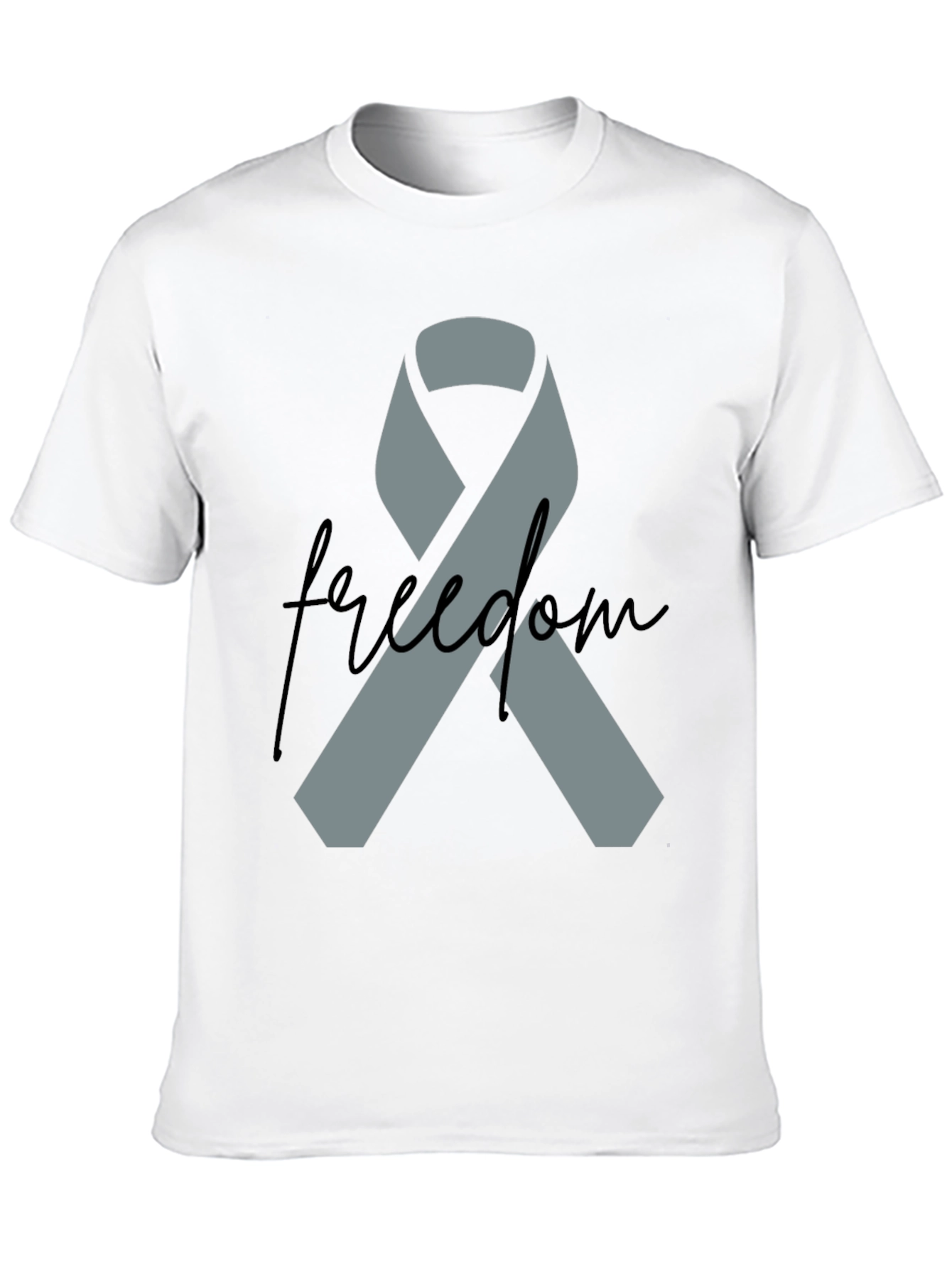 Freedom Ribbon T-Shirt - Grey Ribbon on Black