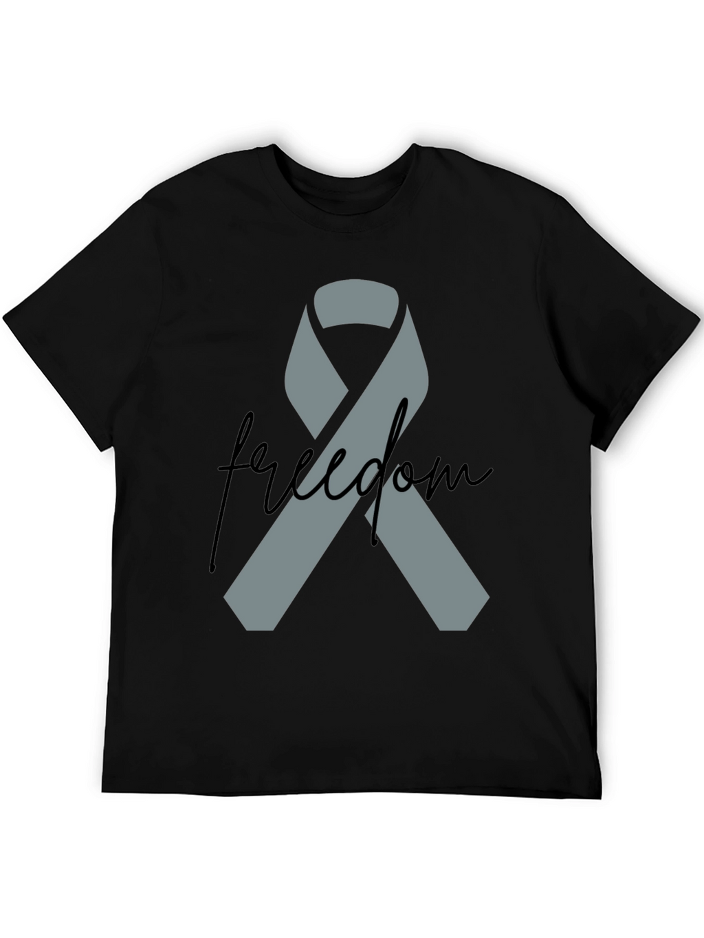 Freedom Ribbon T-Shirt - Grey Ribbon on Black