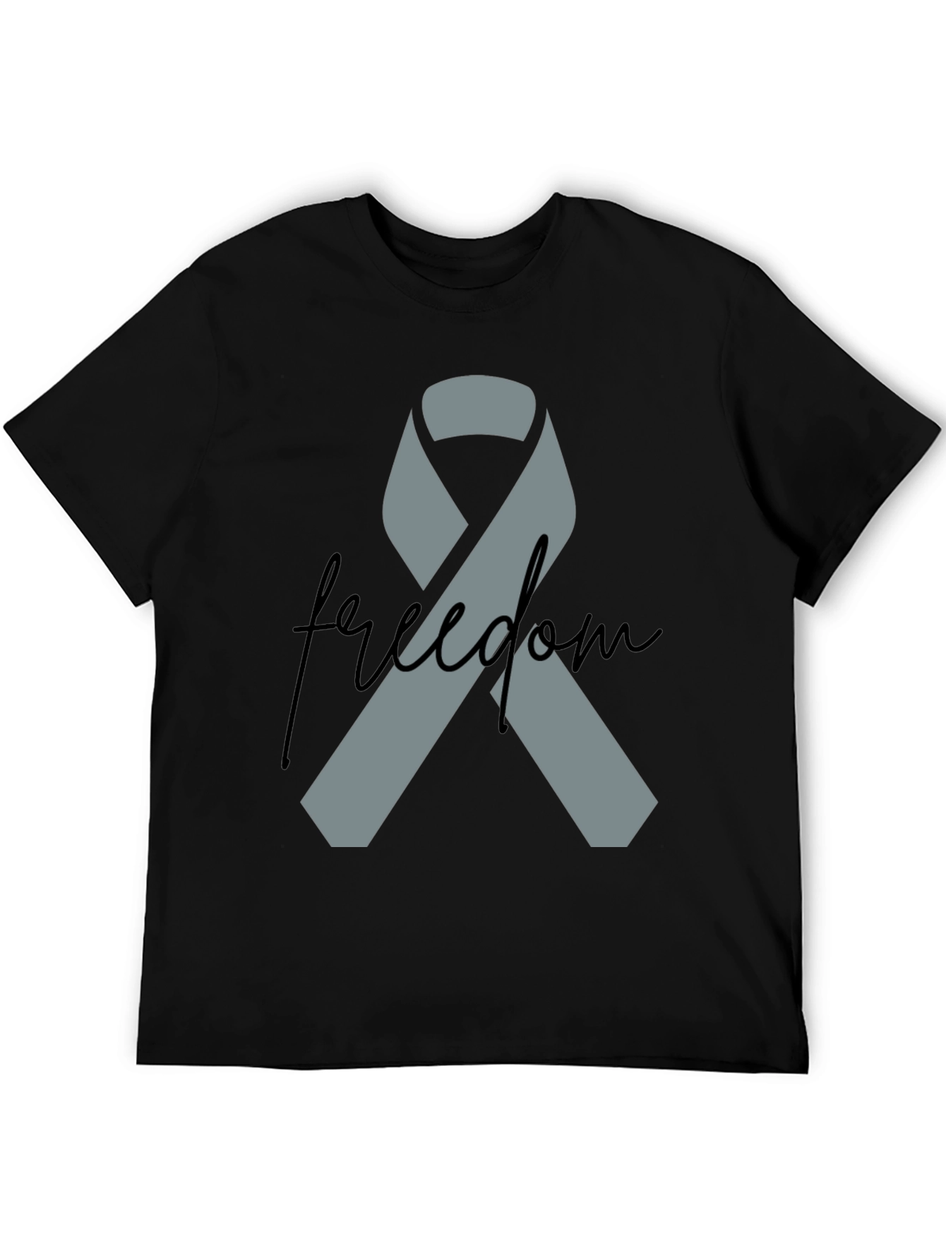 Freedom Ribbon T-Shirt - Grey Ribbon on Black