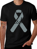 Freedom Ribbon T-Shirt - Grey Ribbon on Black