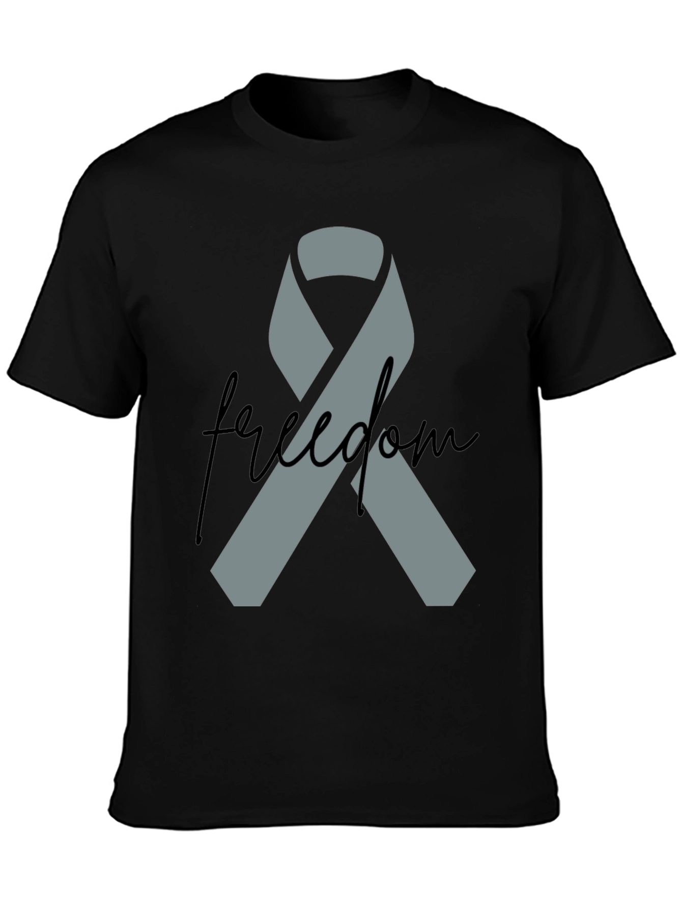 Freedom Ribbon T-Shirt - Grey Ribbon on Black