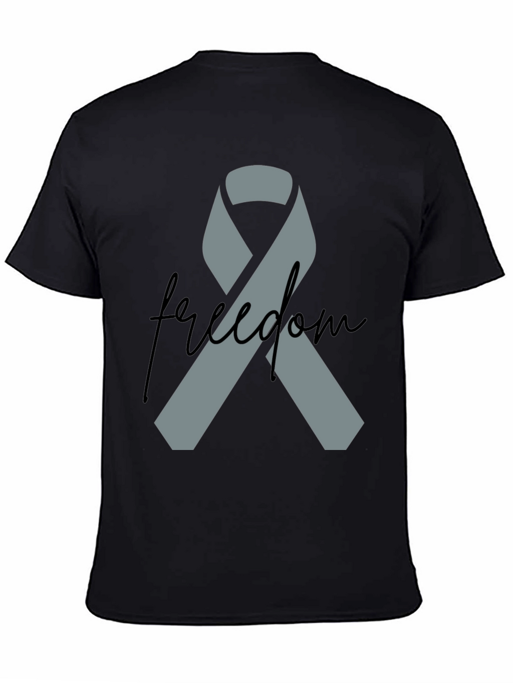 Freedom Ribbon T-Shirt - Grey Ribbon on Black
